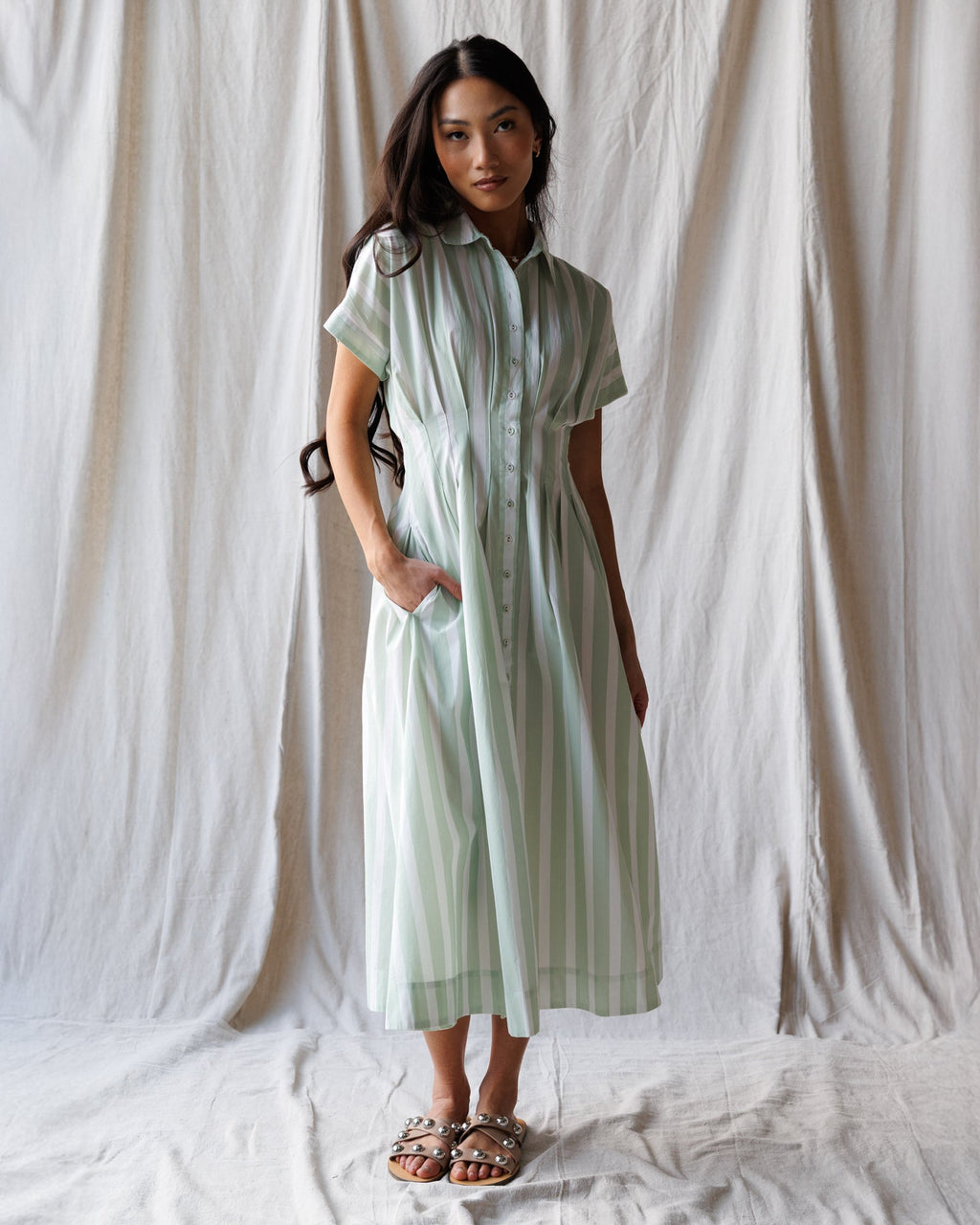 The Prairie Summer Dress | Cotton A-Line Midi with Collar | 1854