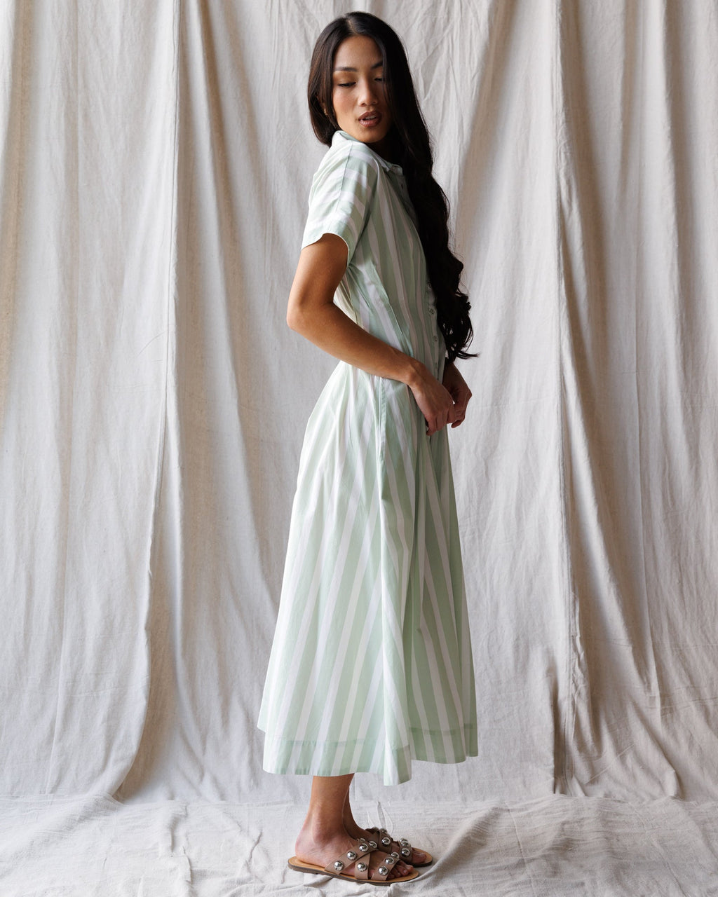 The Prairie Summer Dress | Cotton A-Line Midi with Collar | 1854