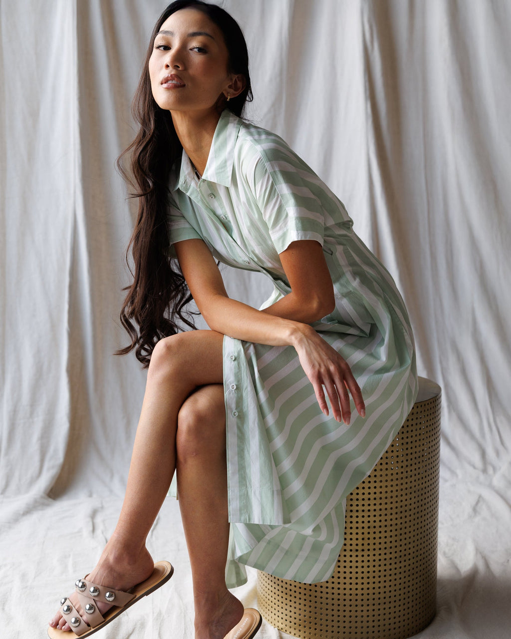 The Prairie Summer Dress | Cotton A-Line Midi with Collar | 1854