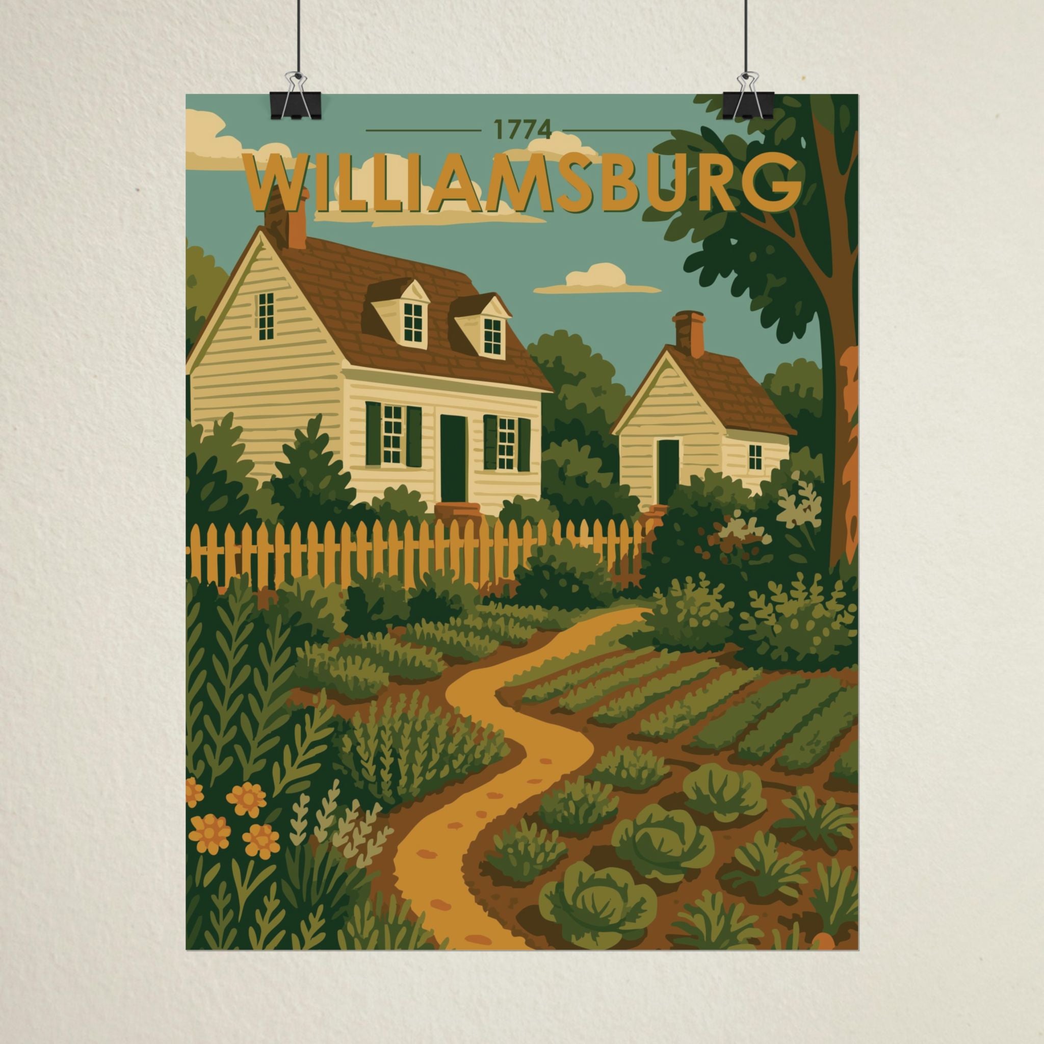 Williamsburg Garden Poster | 1774 | Vintage-Inspired Poster Print