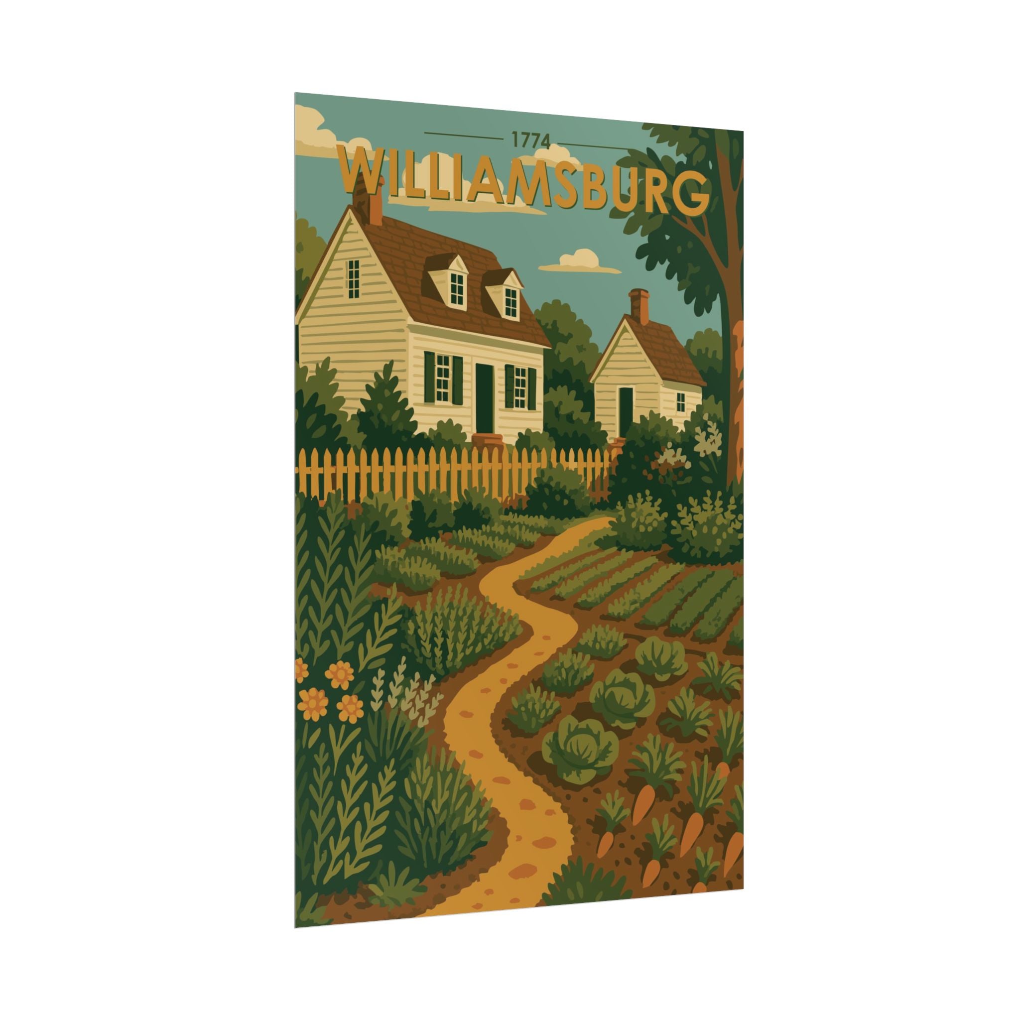 Williamsburg Garden Poster | 1774 | Vintage-Inspired Poster Print