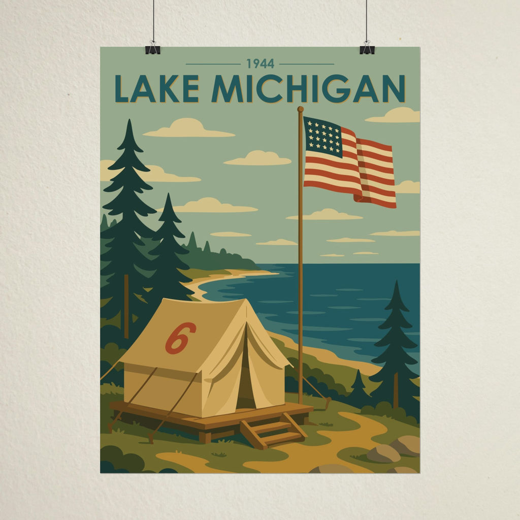 Lakefront Summer Poster | 1944 | Vintage-Inspired Poster Print