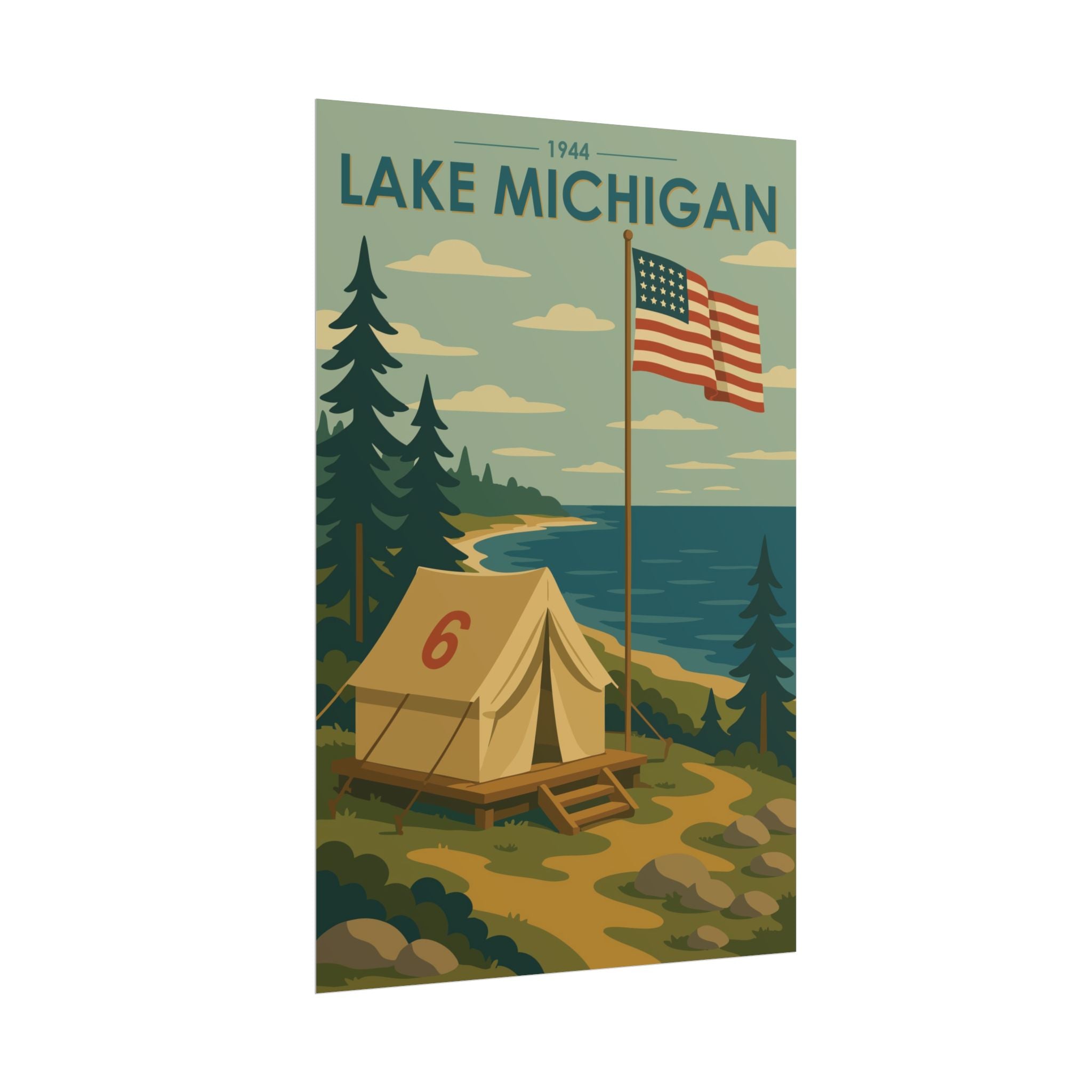 Lakefront Summer Poster | 1944 | Vintage-Inspired Poster Print