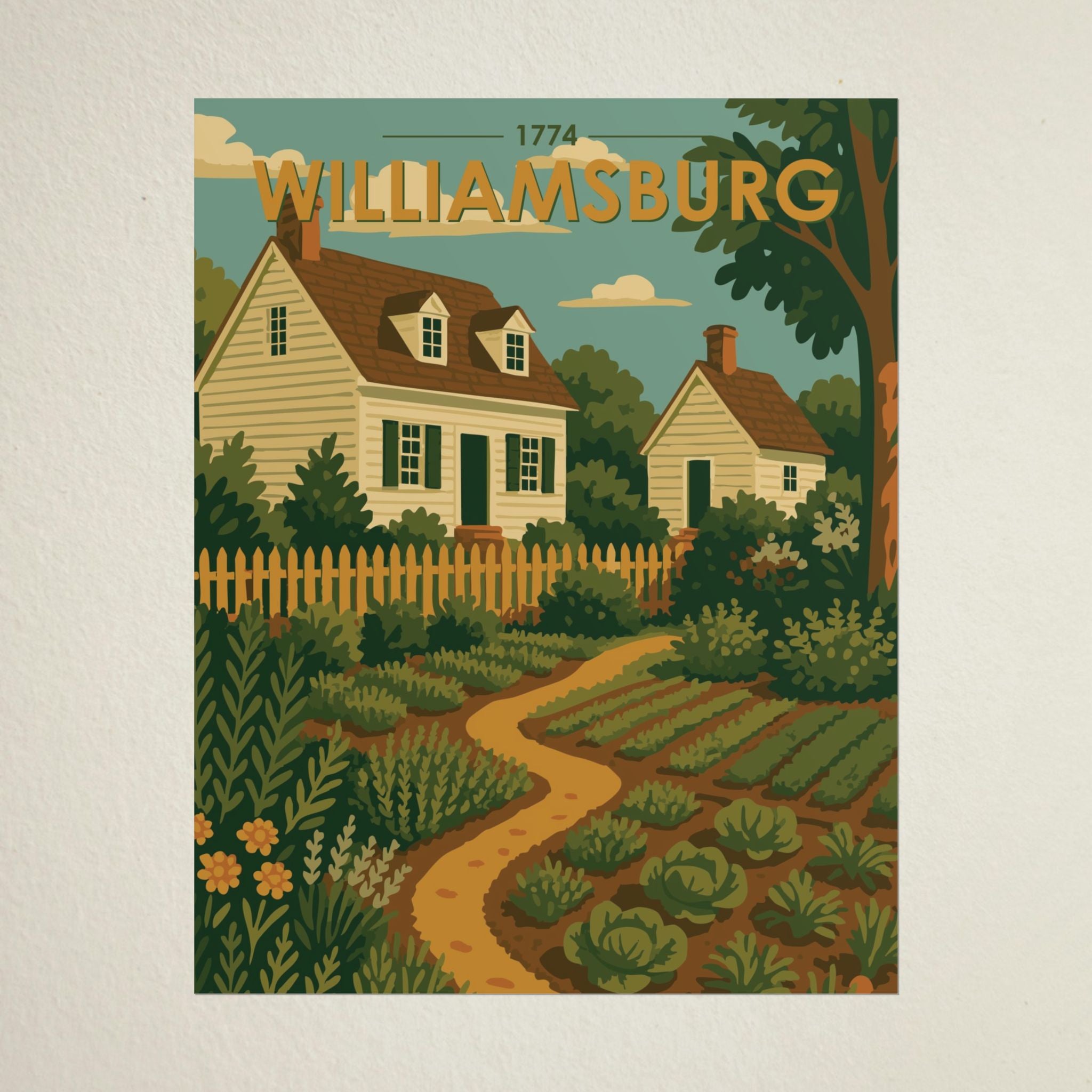 Williamsburg Garden Poster | 1774 | Vintage-Inspired Poster Print
