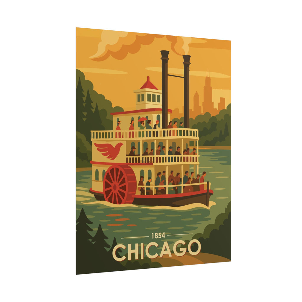 Chicago Steamboat Poster | 1854 | Vintage-Inspired Poster Print