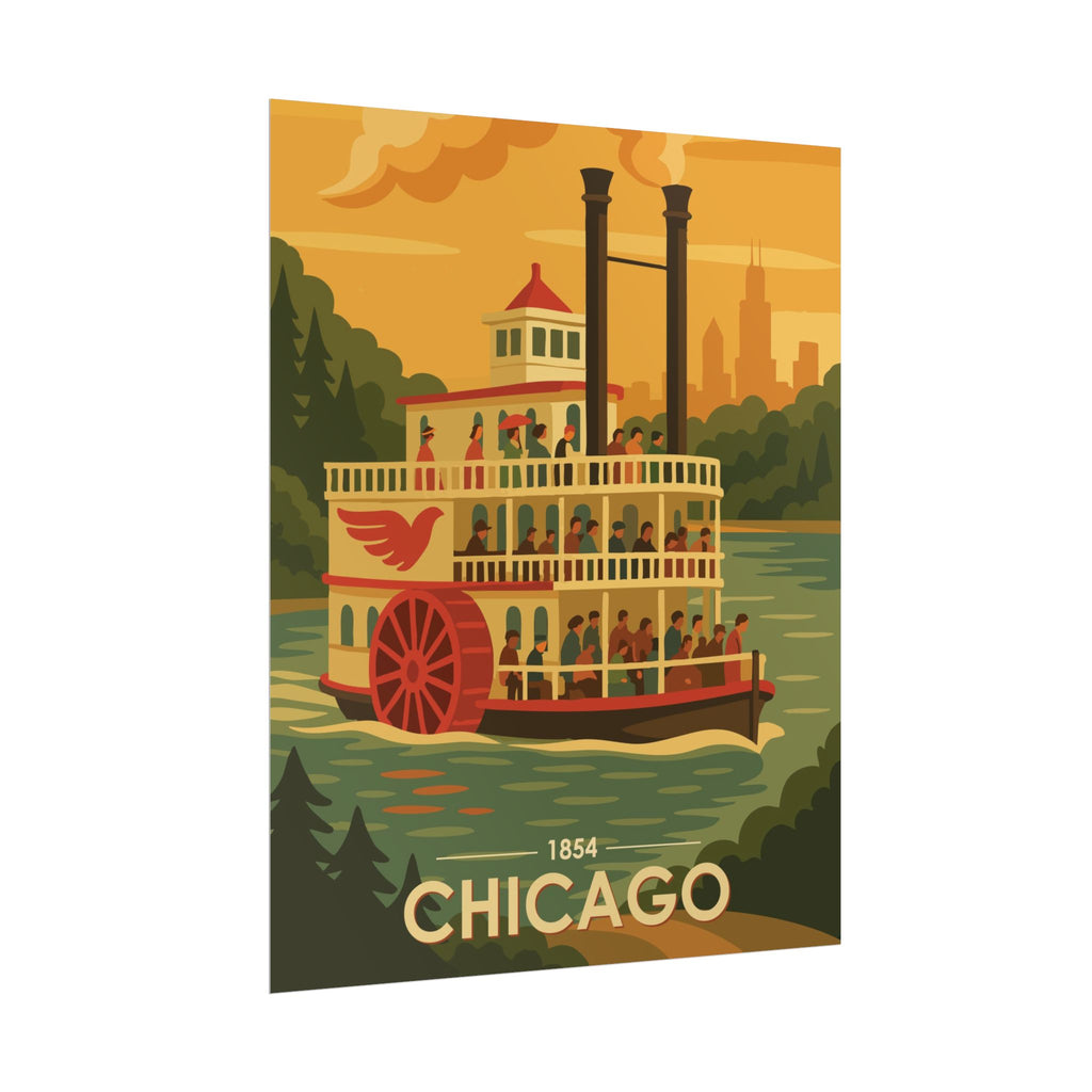 Chicago Steamboat Poster | 1854 | Vintage-Inspired Poster Print