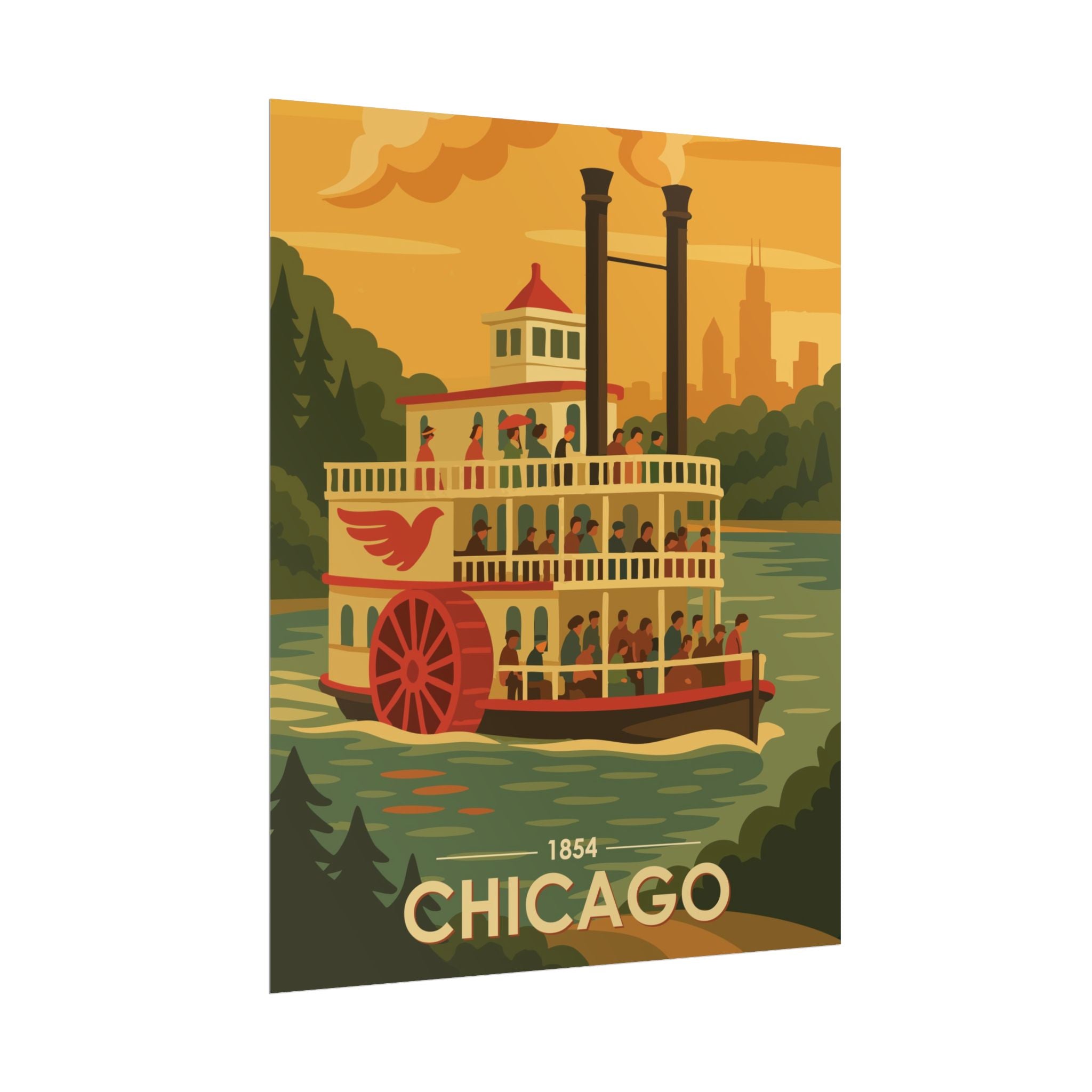 Chicago Steamboat Poster | 1854 | Vintage-Inspired Poster Print