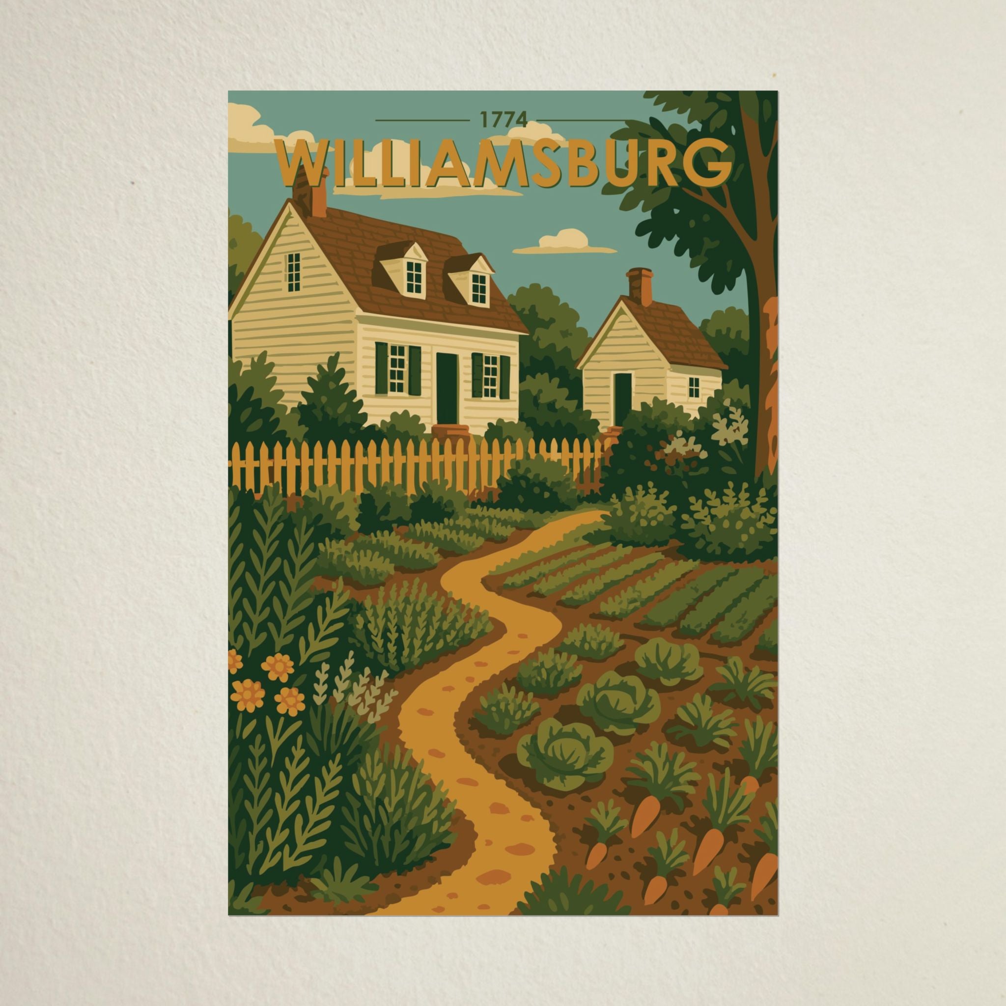 Williamsburg Garden Poster | 1774 | Vintage-Inspired Poster Print