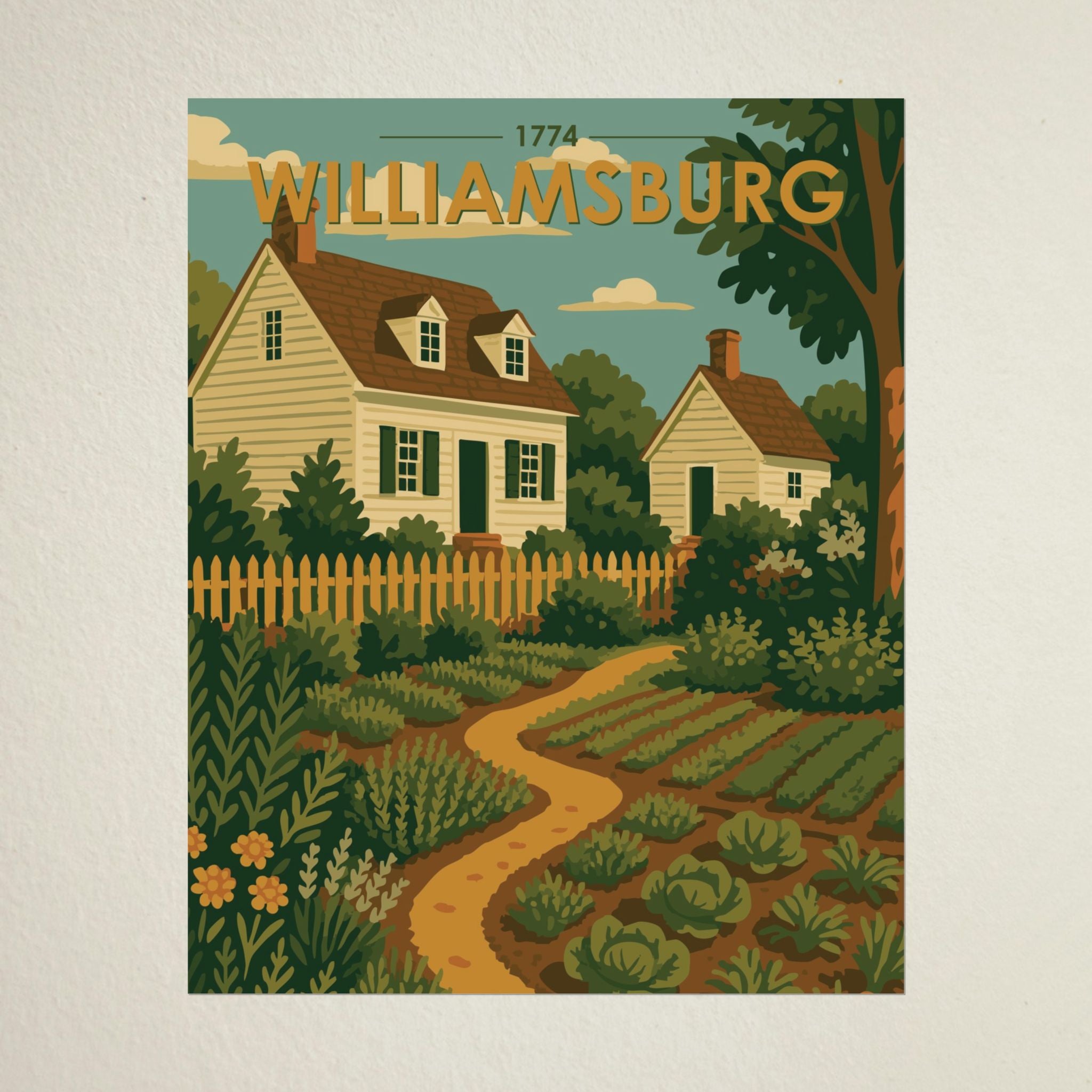 Williamsburg Garden Poster | 1774 | Vintage-Inspired Poster Print
