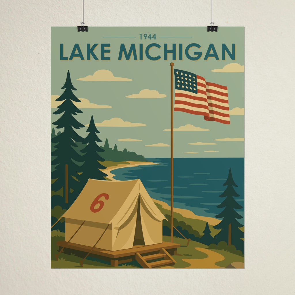 Lakefront Summer Poster | 1944 | Vintage-Inspired Poster Print