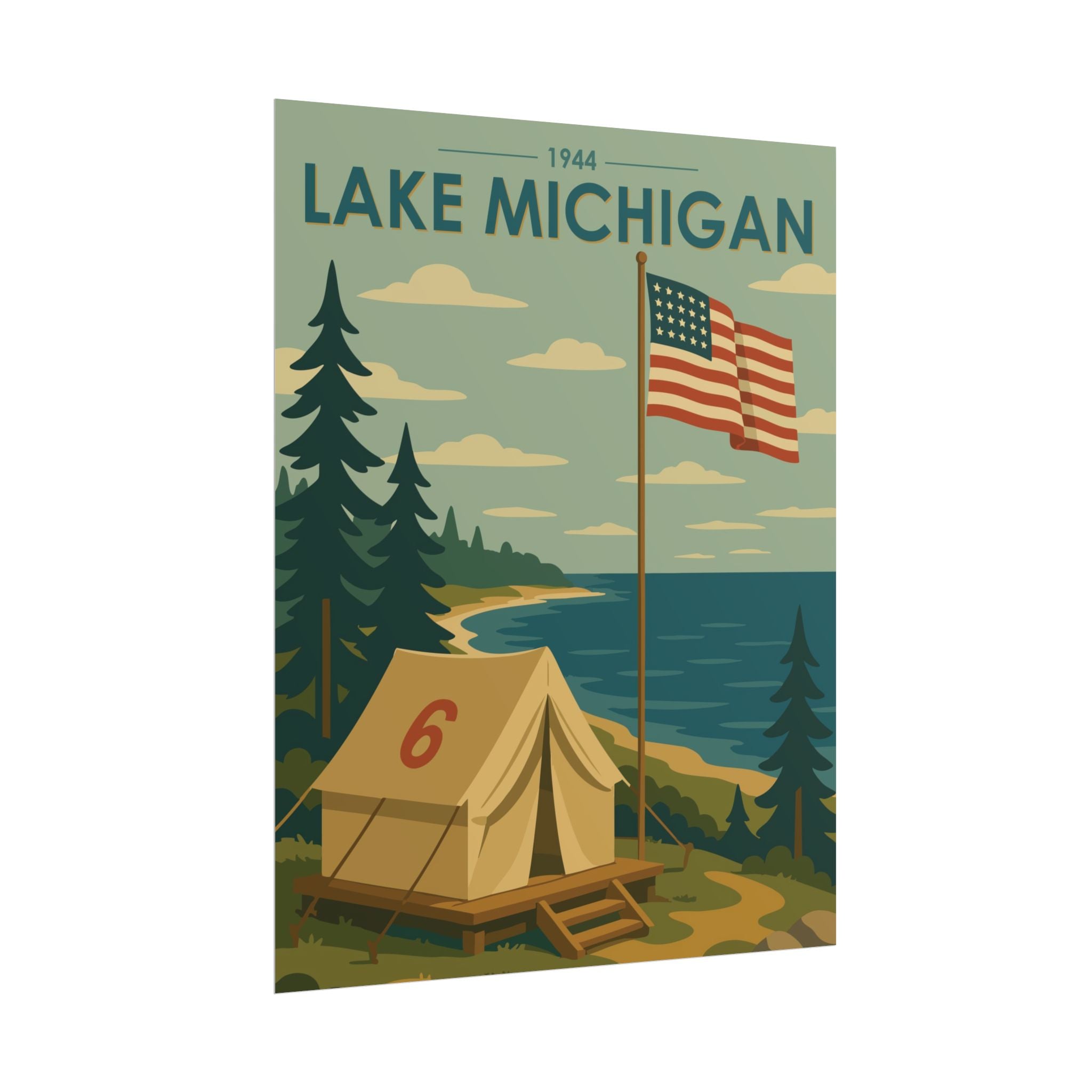 Lakefront Summer Poster | 1944 | Vintage-Inspired Poster Print