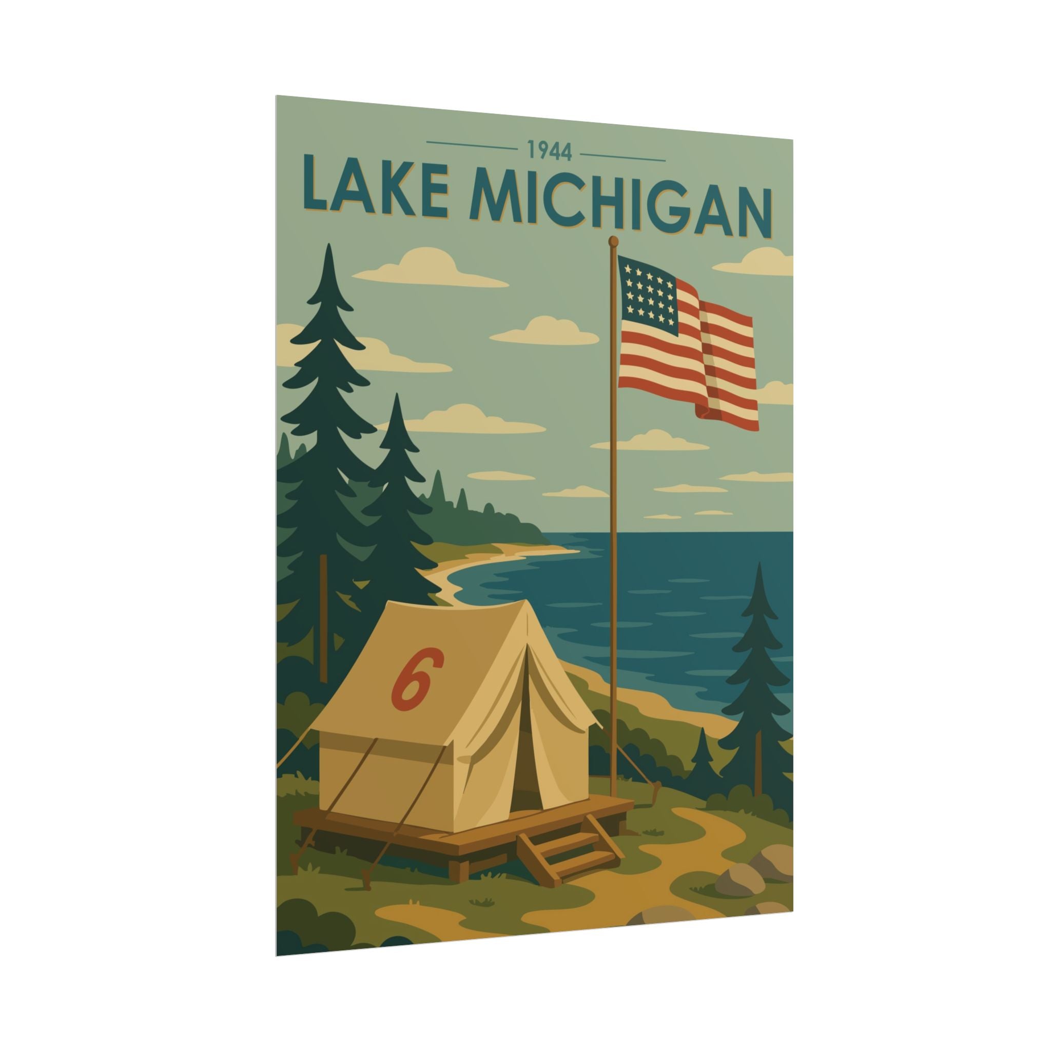 Lakefront Summer Poster | 1944 | Vintage-Inspired Poster Print