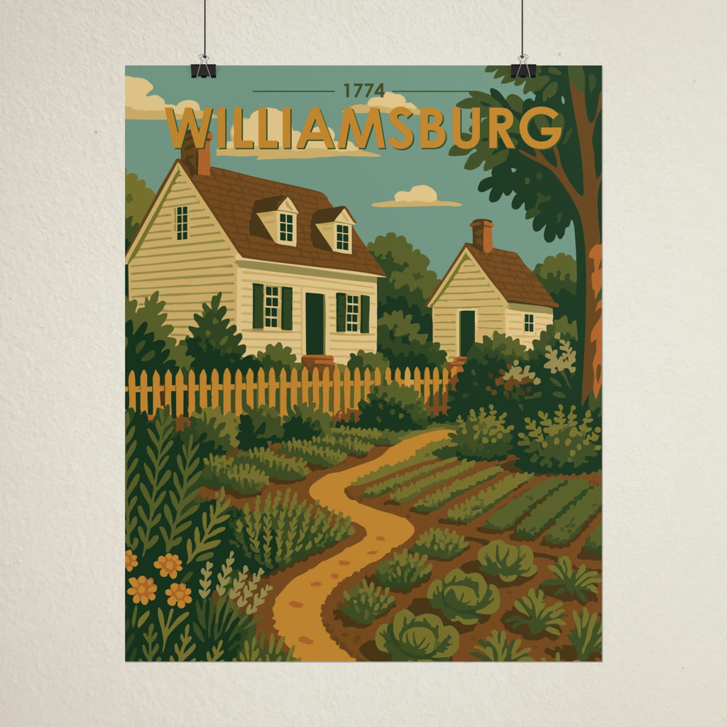 Williamsburg Garden Poster | 1774 | Vintage-Inspired Poster Print
