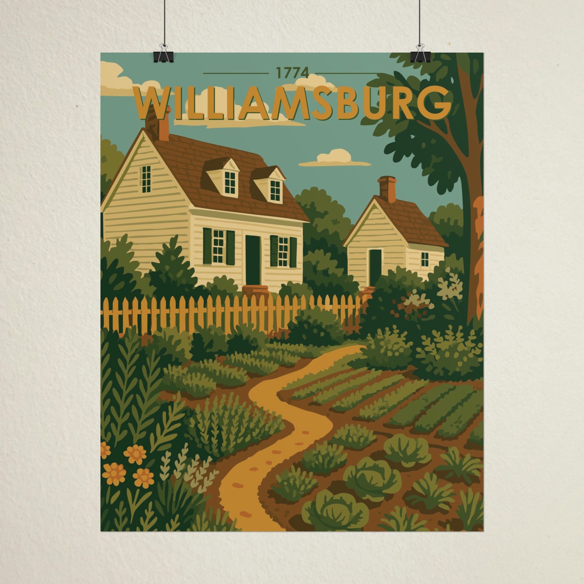 Williamsburg Garden Poster | 1774 | Vintage-Inspired Poster Print