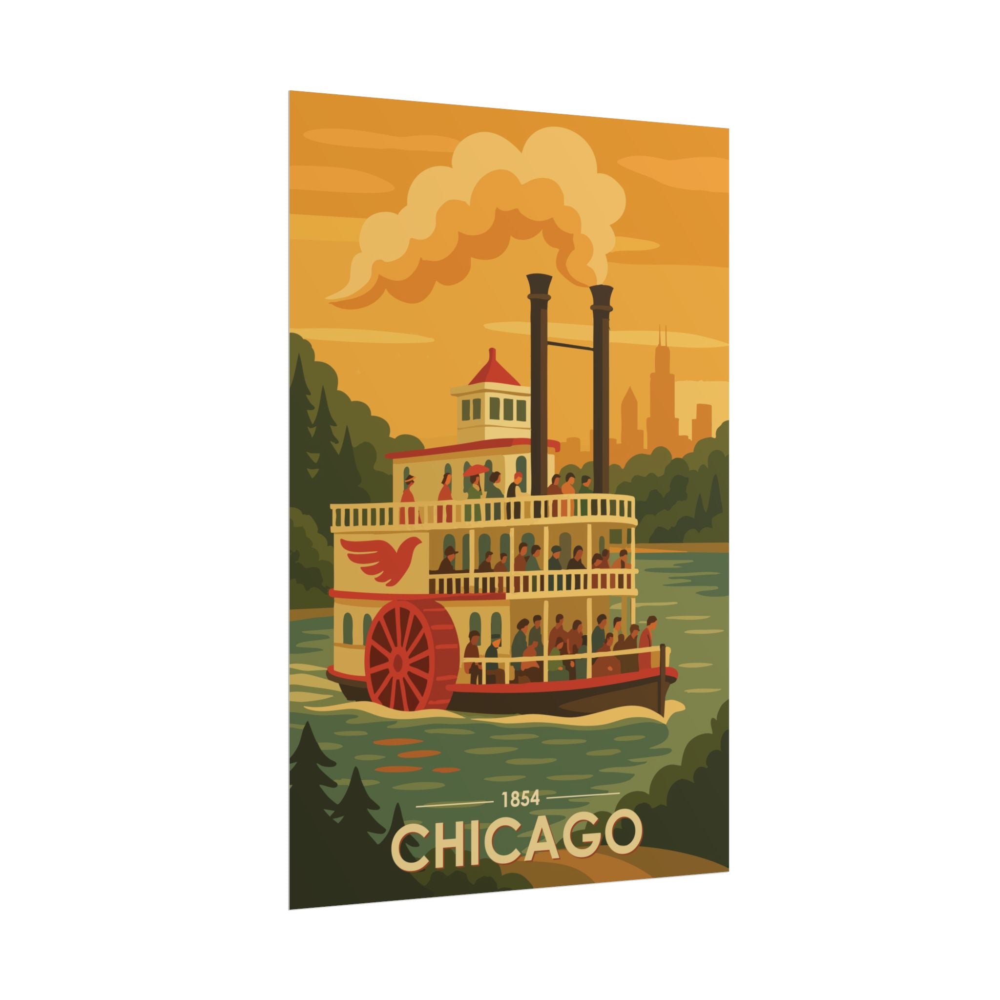 Chicago Steamboat Poster | 1854 | Vintage-Inspired Poster Print