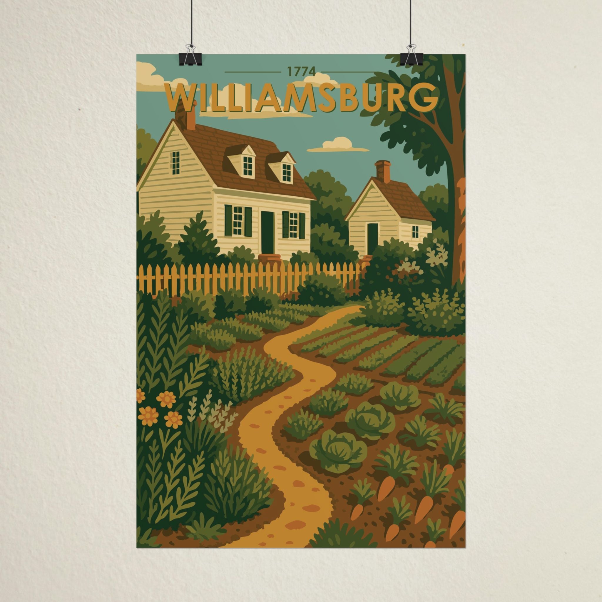 Williamsburg Garden Poster | 1774 | Vintage-Inspired Poster Print
