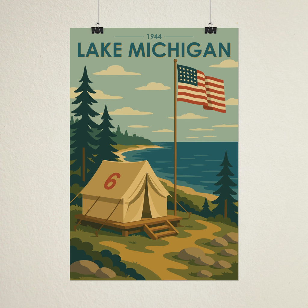 Lakefront Summer Poster | 1944 | Vintage-Inspired Poster Print