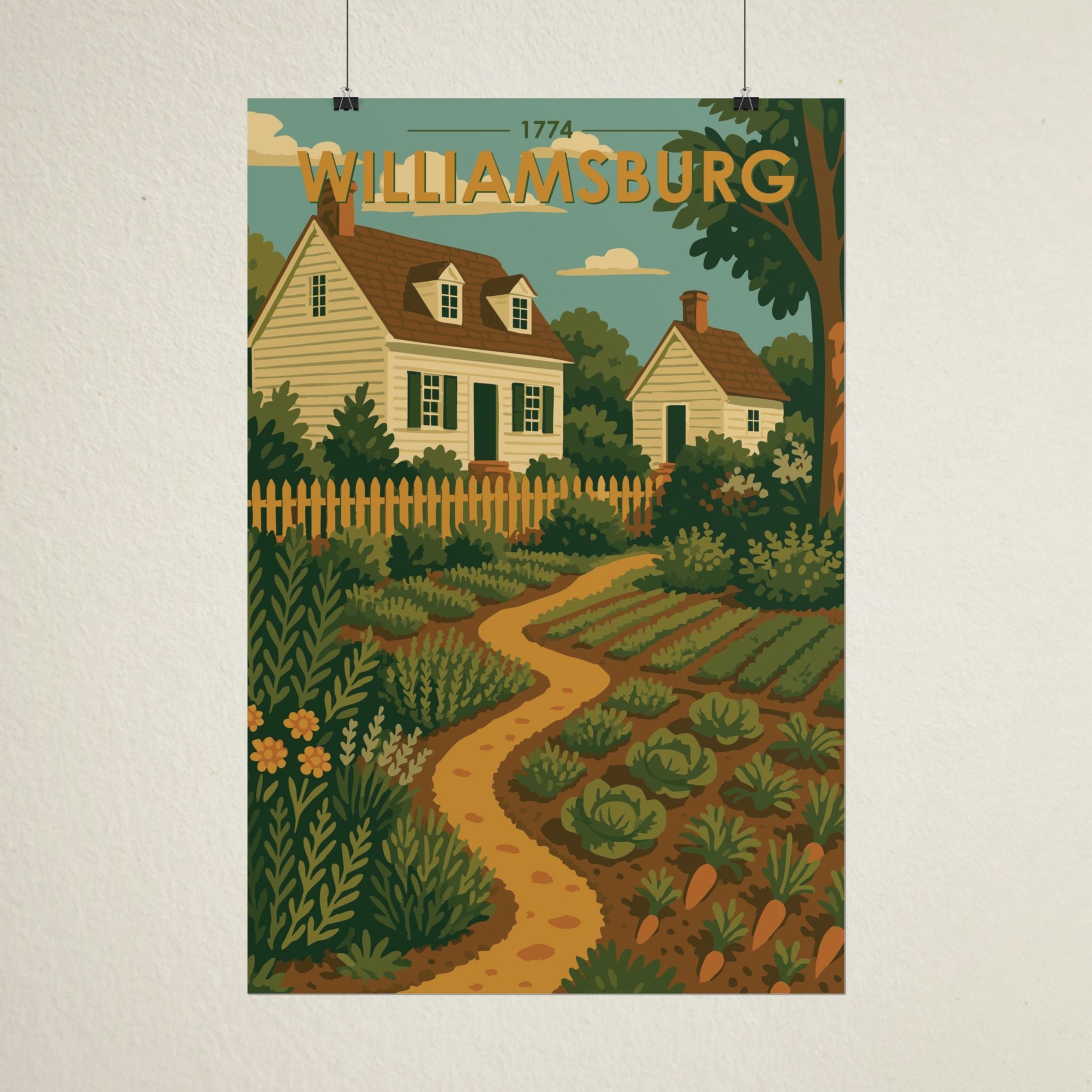 Williamsburg Garden Poster | 1774 | Vintage-Inspired Poster Print