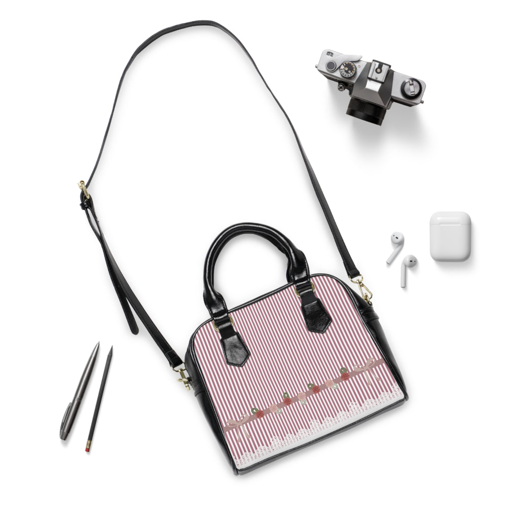 Tea Rose and Lace Striped Bag | 1904 | PU Leather