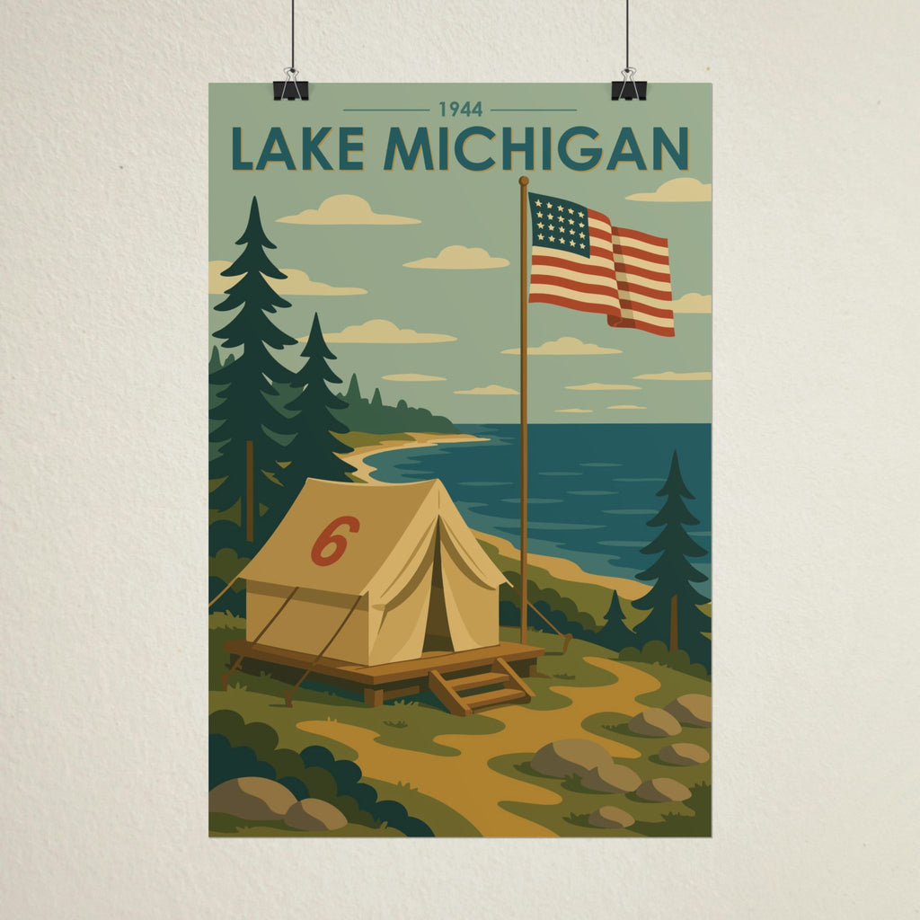 Lakefront Summer Poster | 1944 | Vintage-Inspired Poster Print