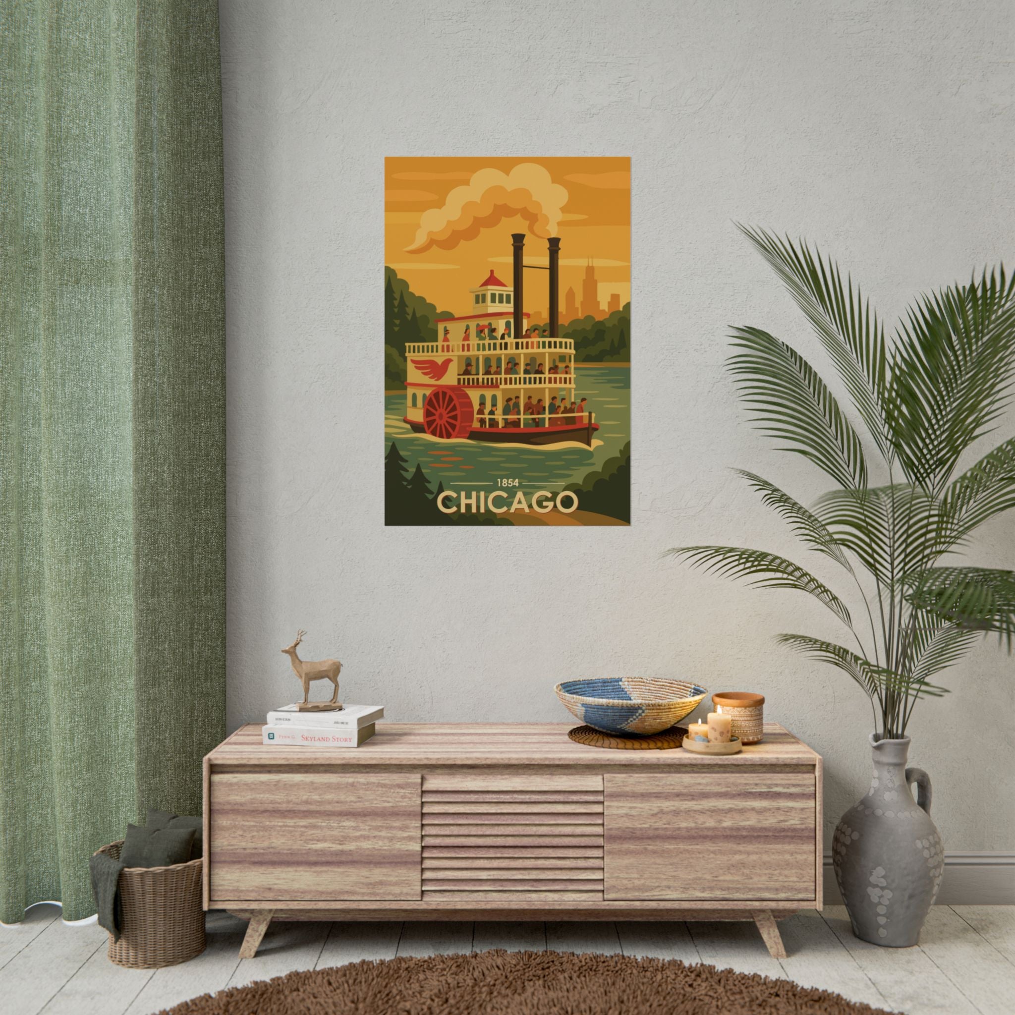 Chicago Steamboat Poster | 1854 | Vintage-Inspired Poster Print