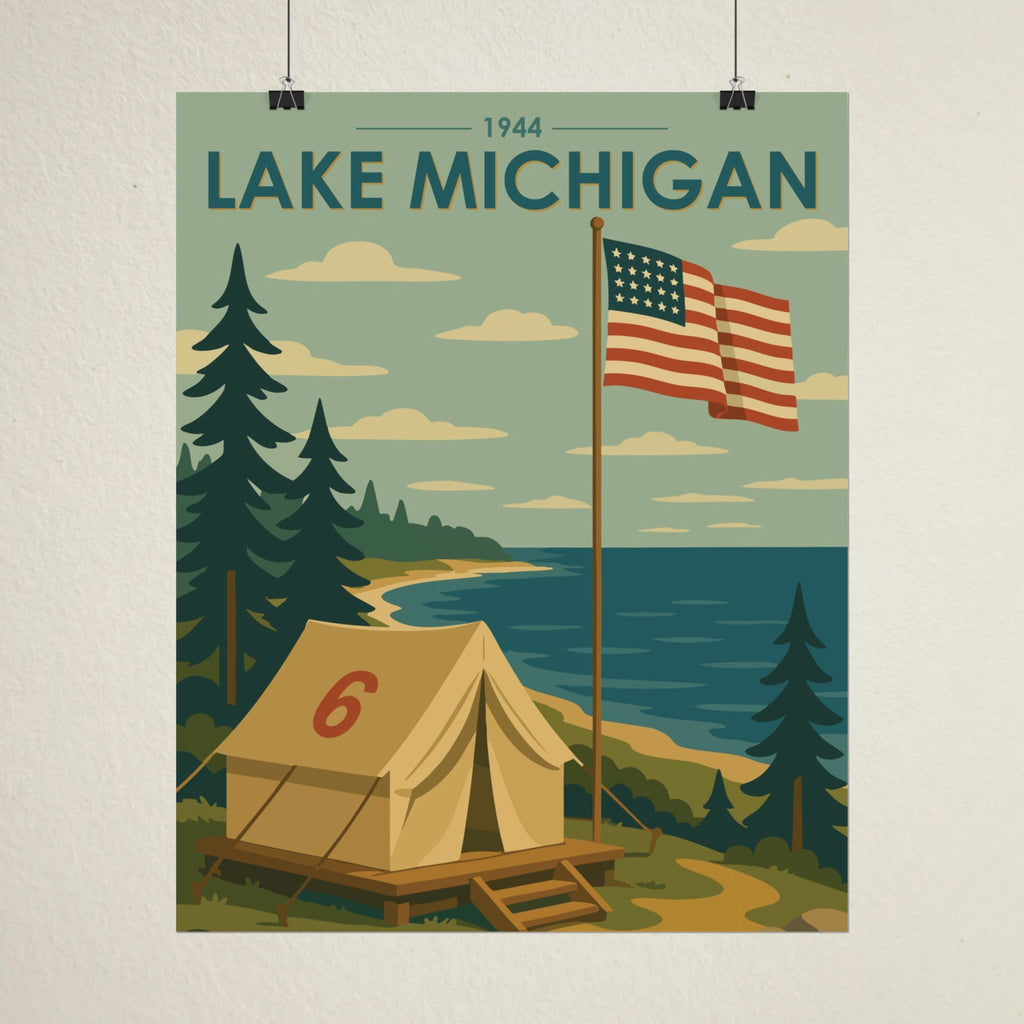 Lakefront Summer Poster | 1944 | Vintage-Inspired Poster Print