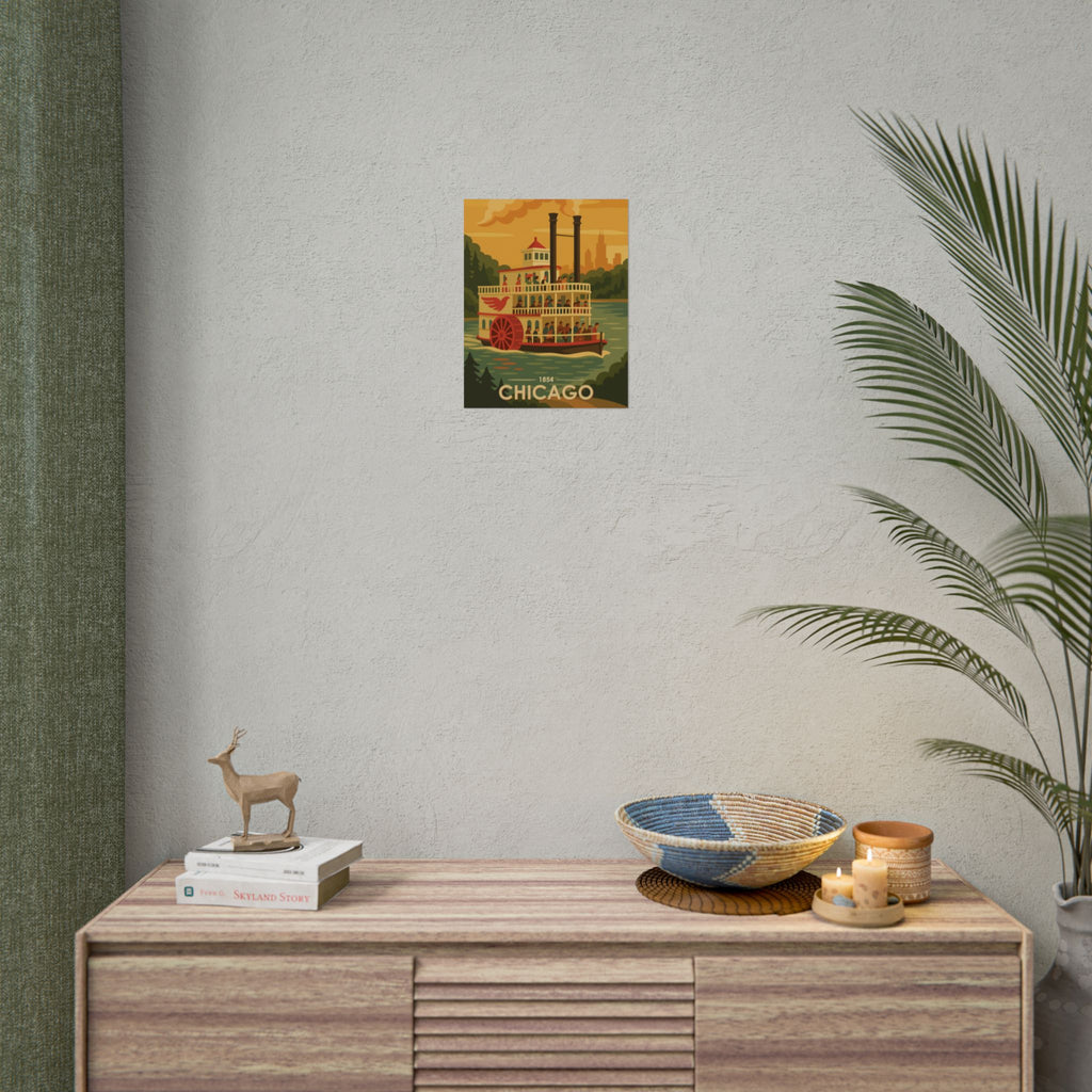Chicago Steamboat Poster | 1854 | Vintage-Inspired Poster Print