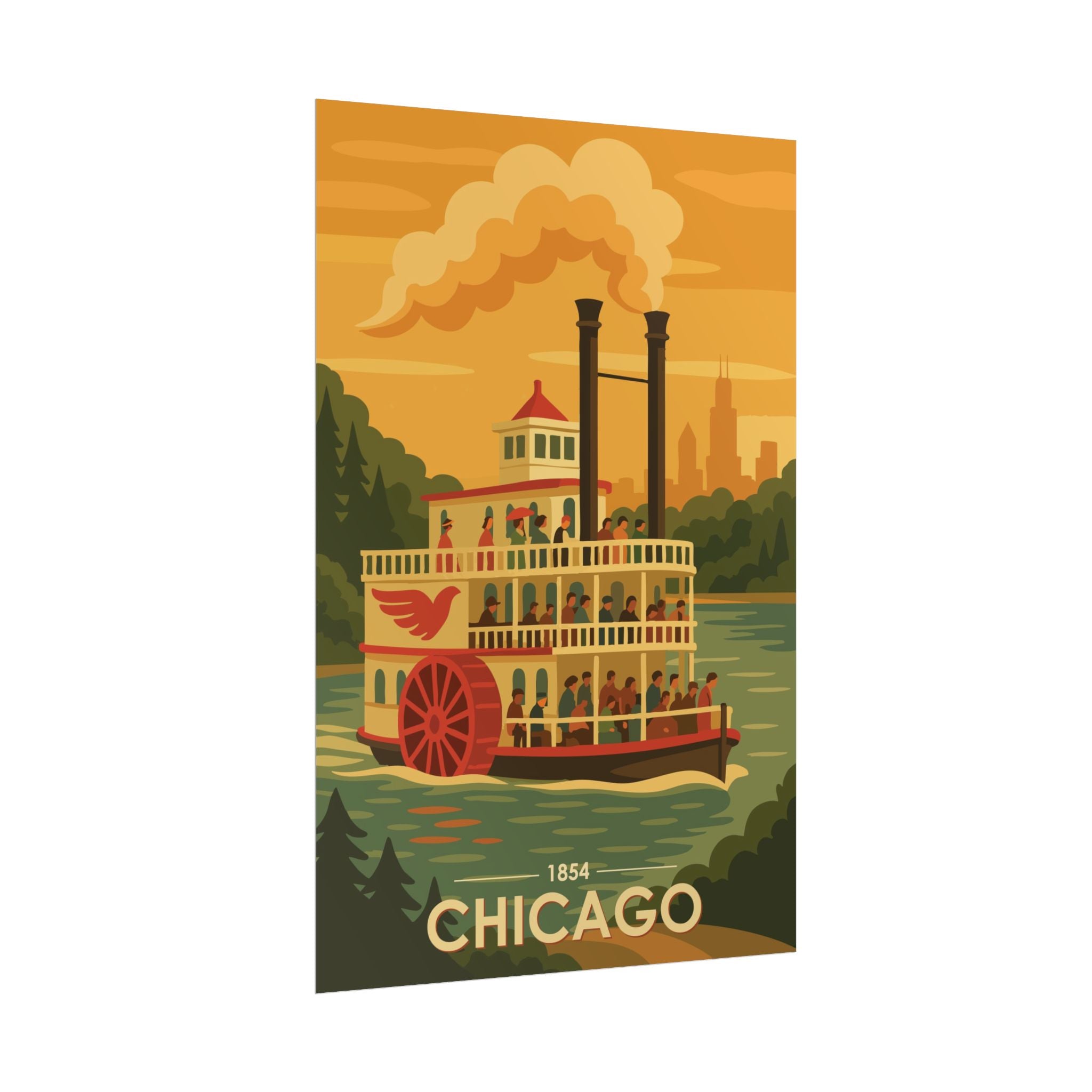 Chicago Steamboat Poster | 1854 | Vintage-Inspired Poster Print