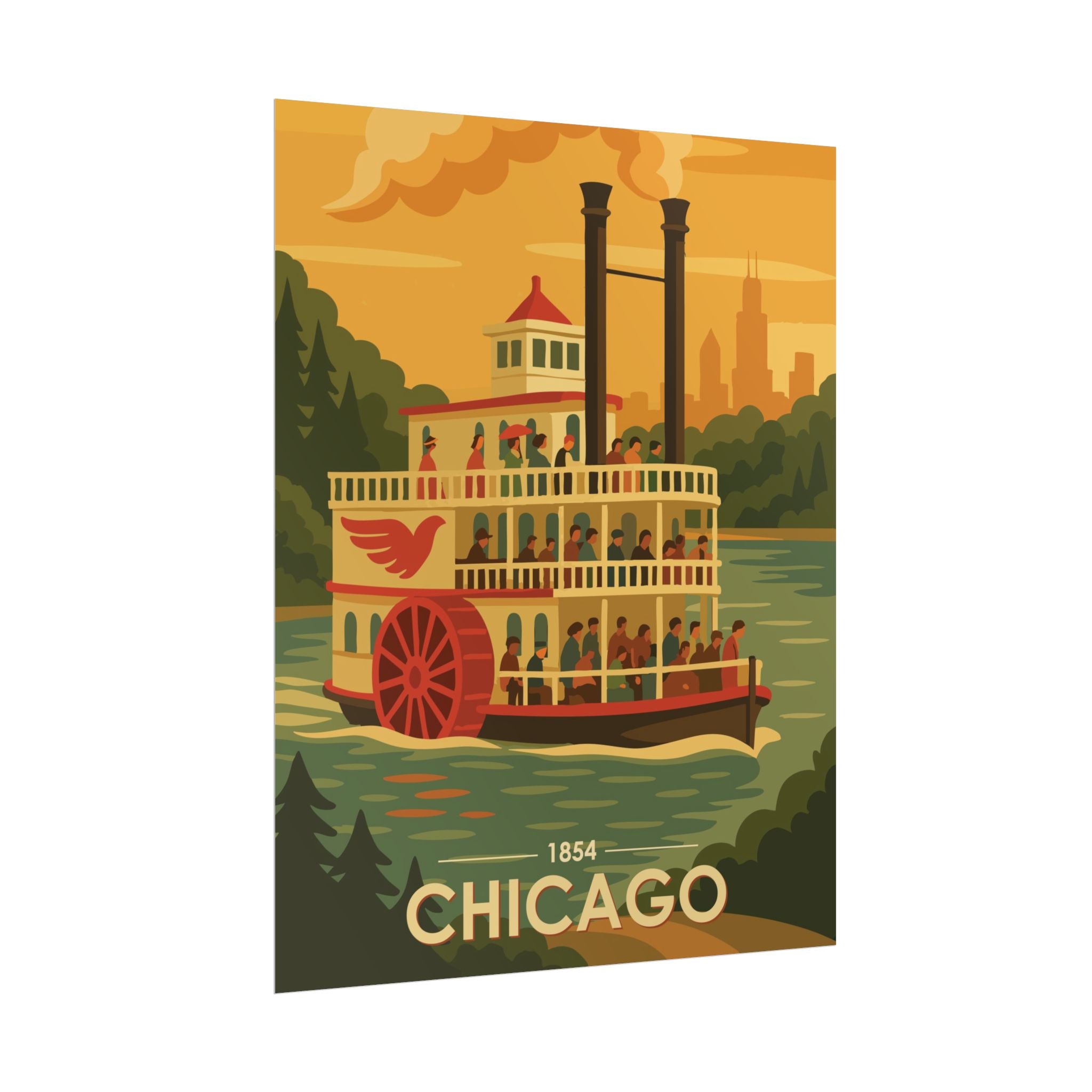 Chicago Steamboat Poster | 1854 | Vintage-Inspired Poster Print