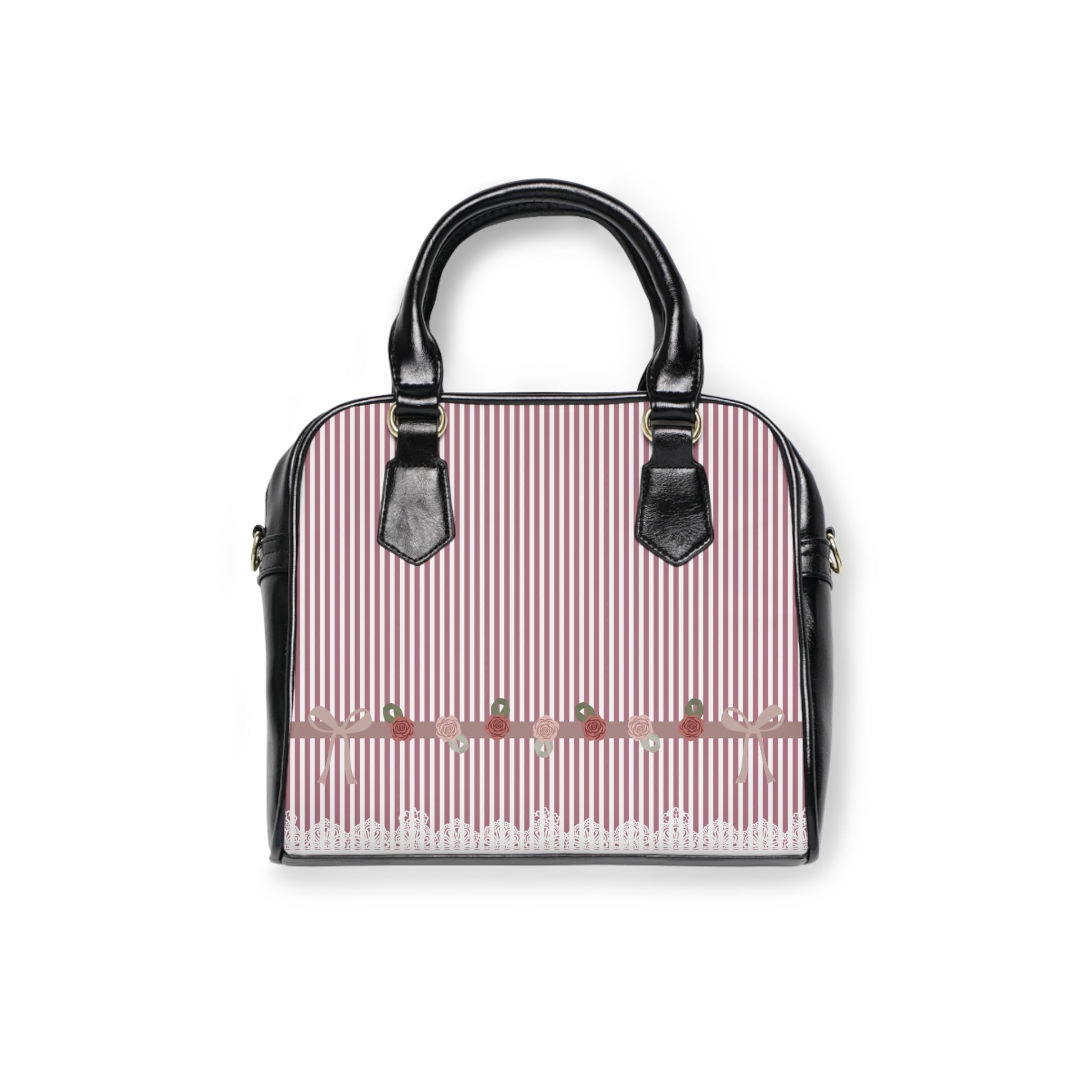 Tea Rose and Lace Striped Bag | 1904 | PU Leather