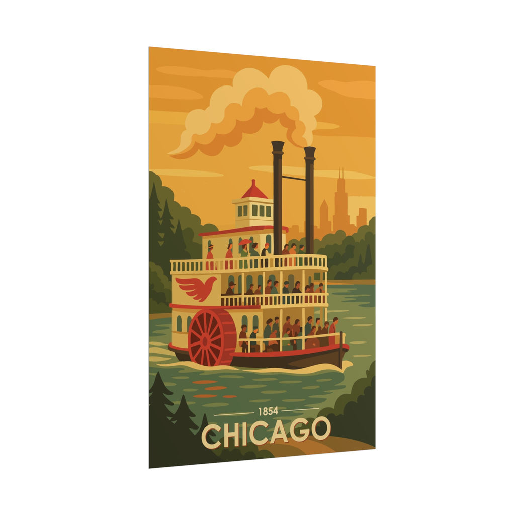 Chicago Steamboat Poster | 1854 | Vintage-Inspired Poster Print