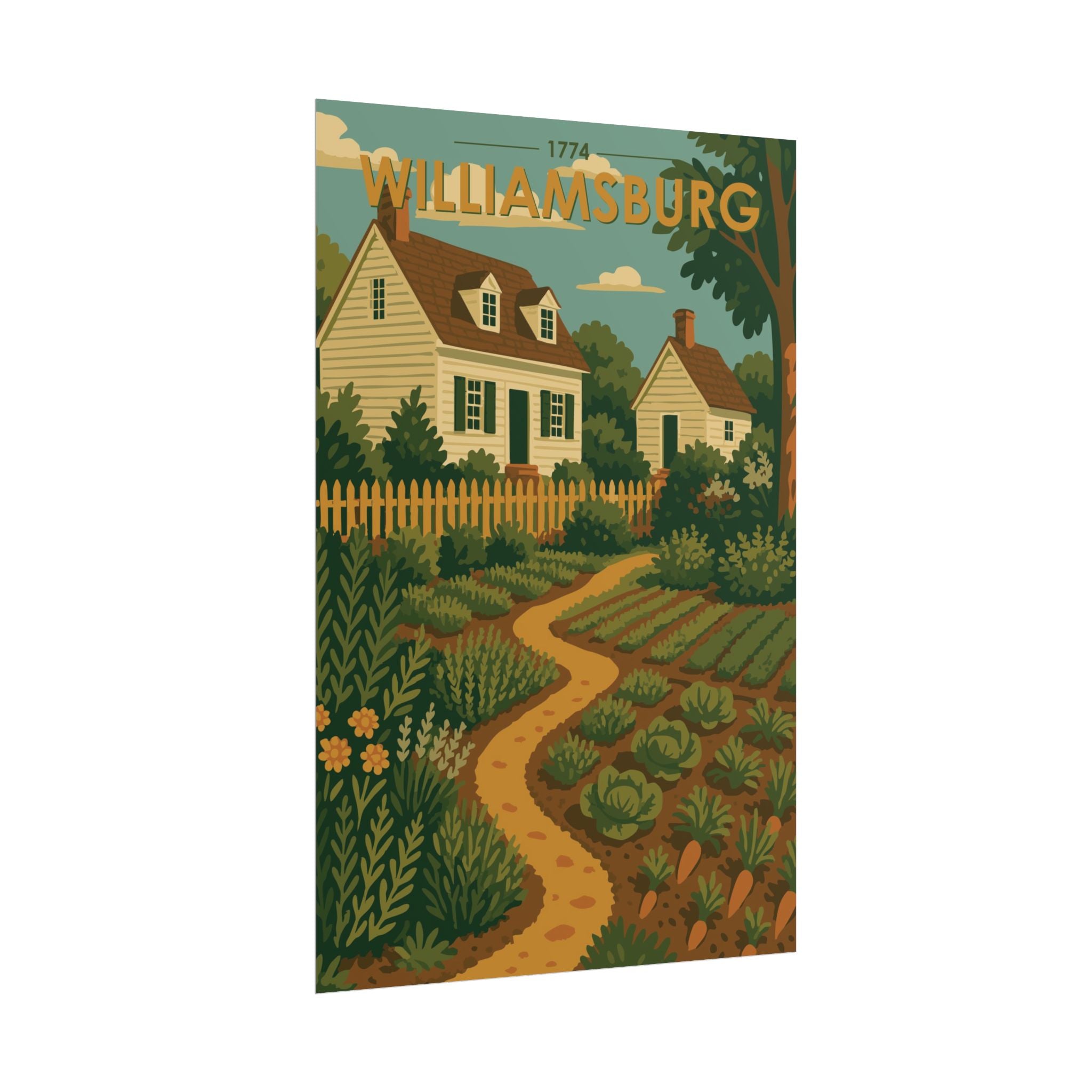 Williamsburg Garden Poster | 1774 | Vintage-Inspired Poster Print
