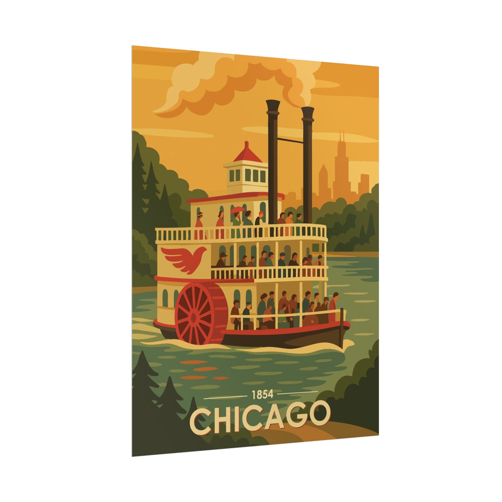 Chicago Steamboat Poster | 1854 | Vintage-Inspired Poster Print