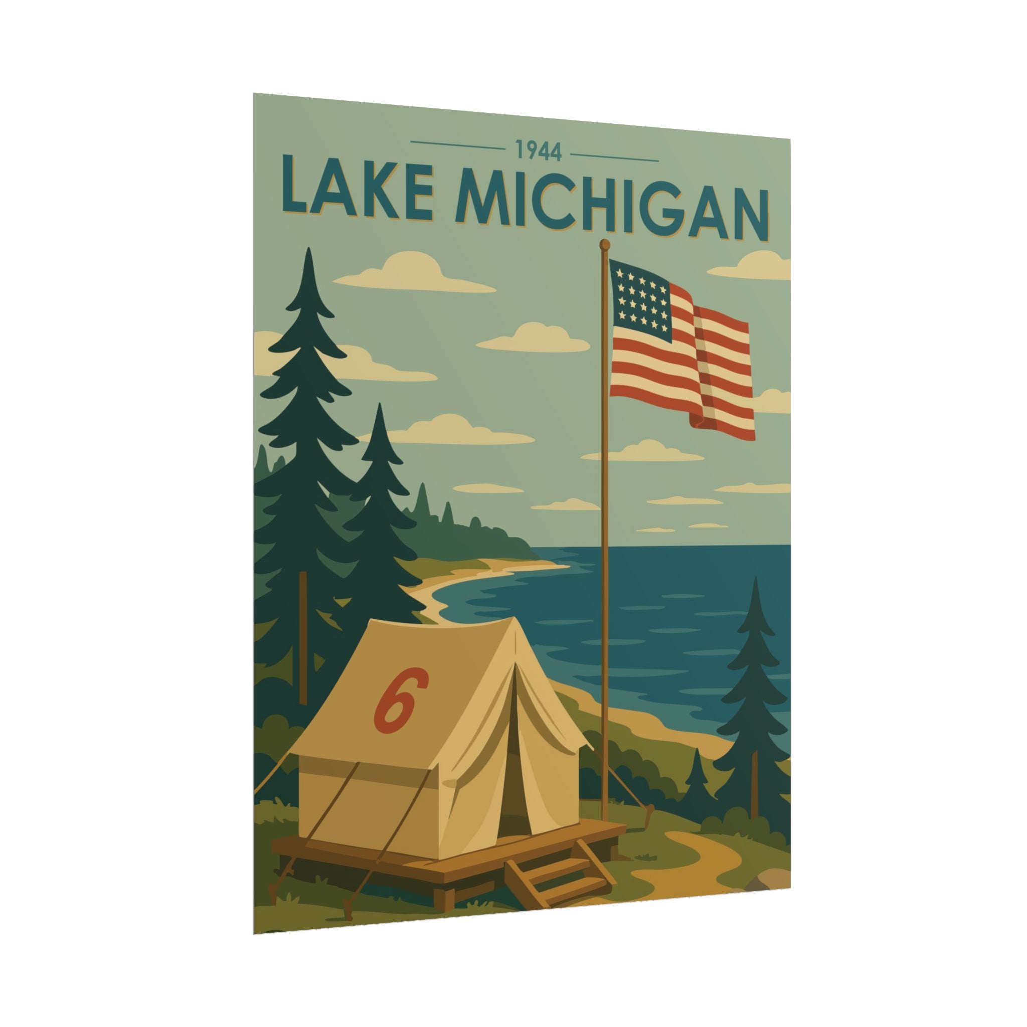 Lakefront Summer Poster | 1944 | Vintage-Inspired Poster Print
