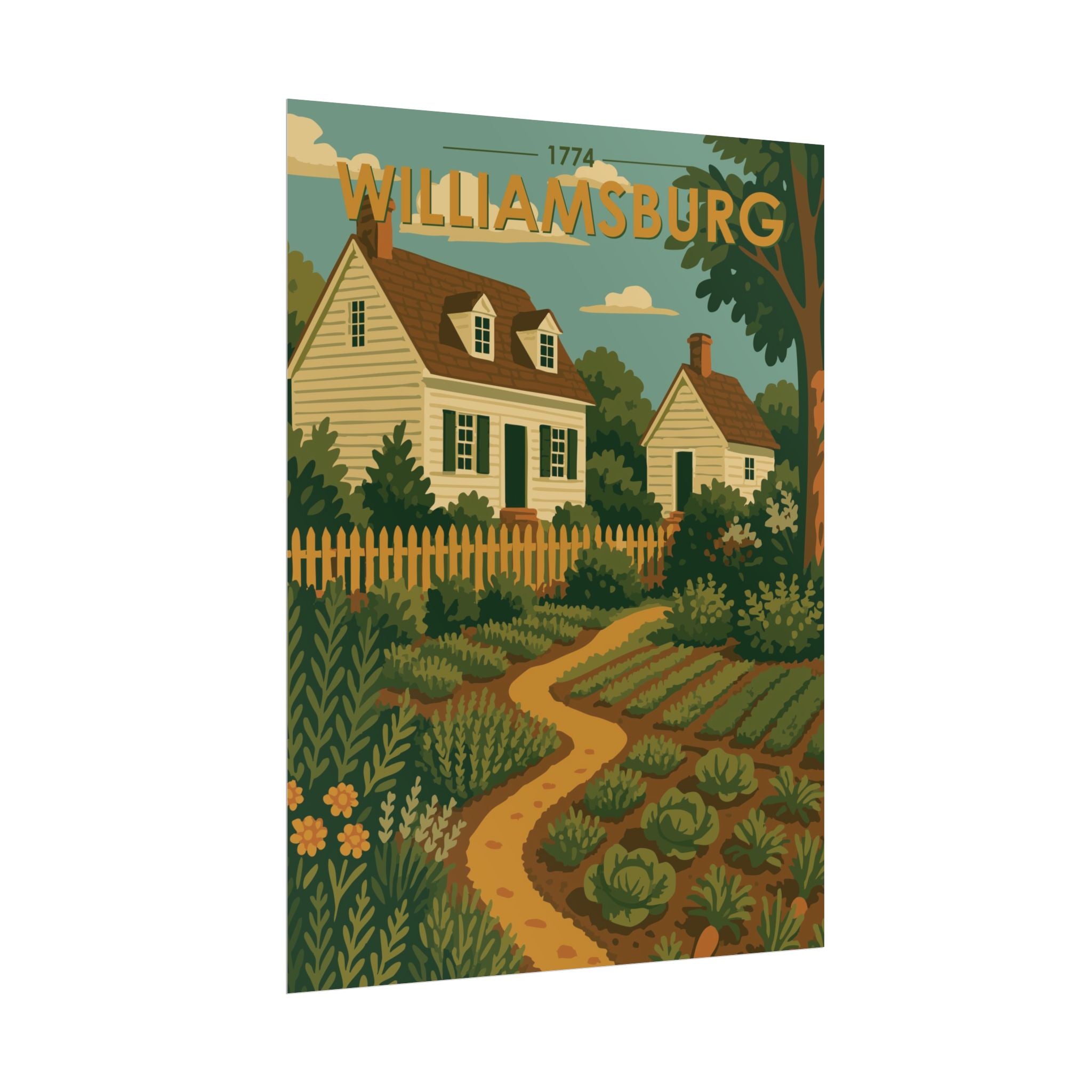 Williamsburg Garden Poster | 1774 | Vintage-Inspired Poster Print