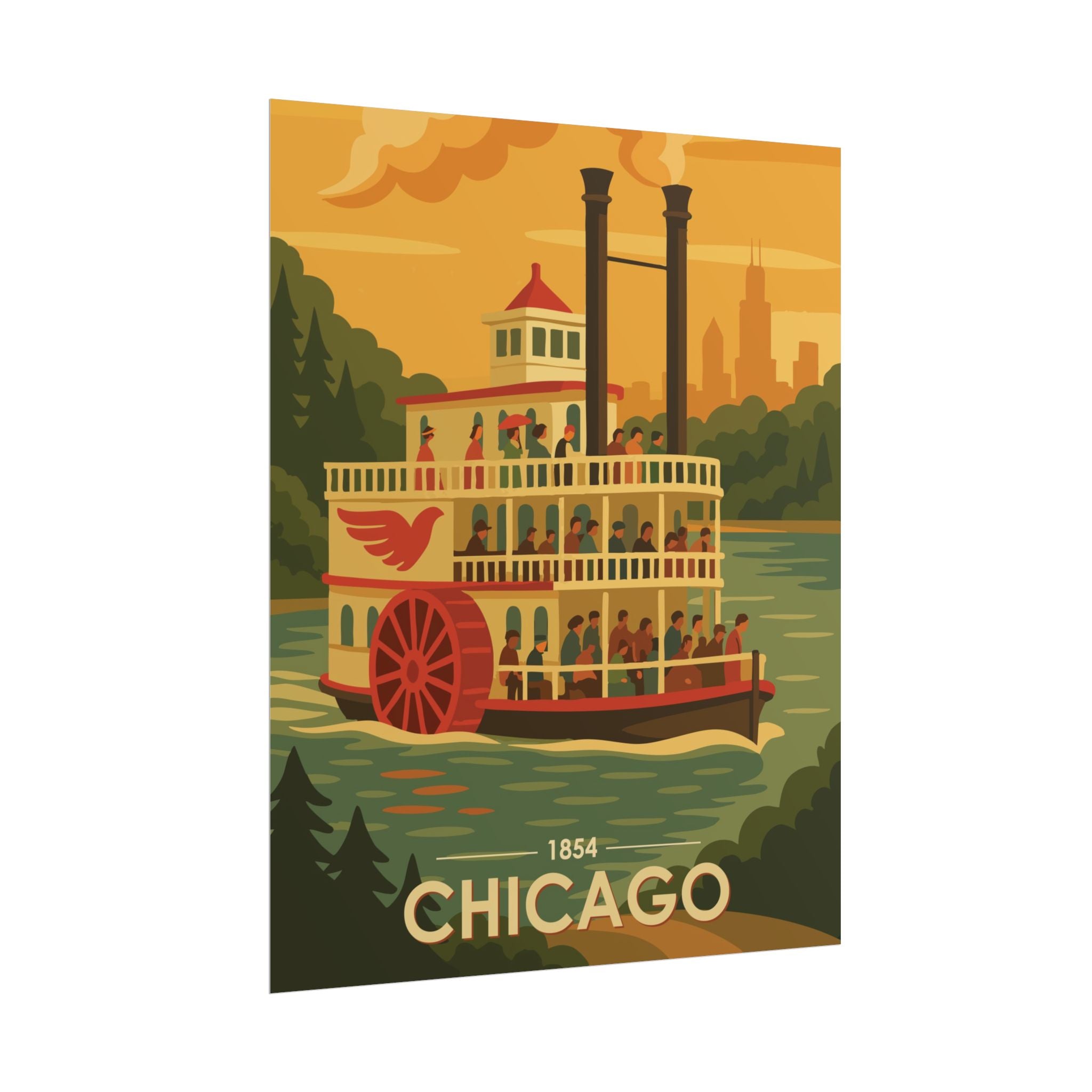 Chicago Steamboat Poster | 1854 | Vintage-Inspired Poster Print