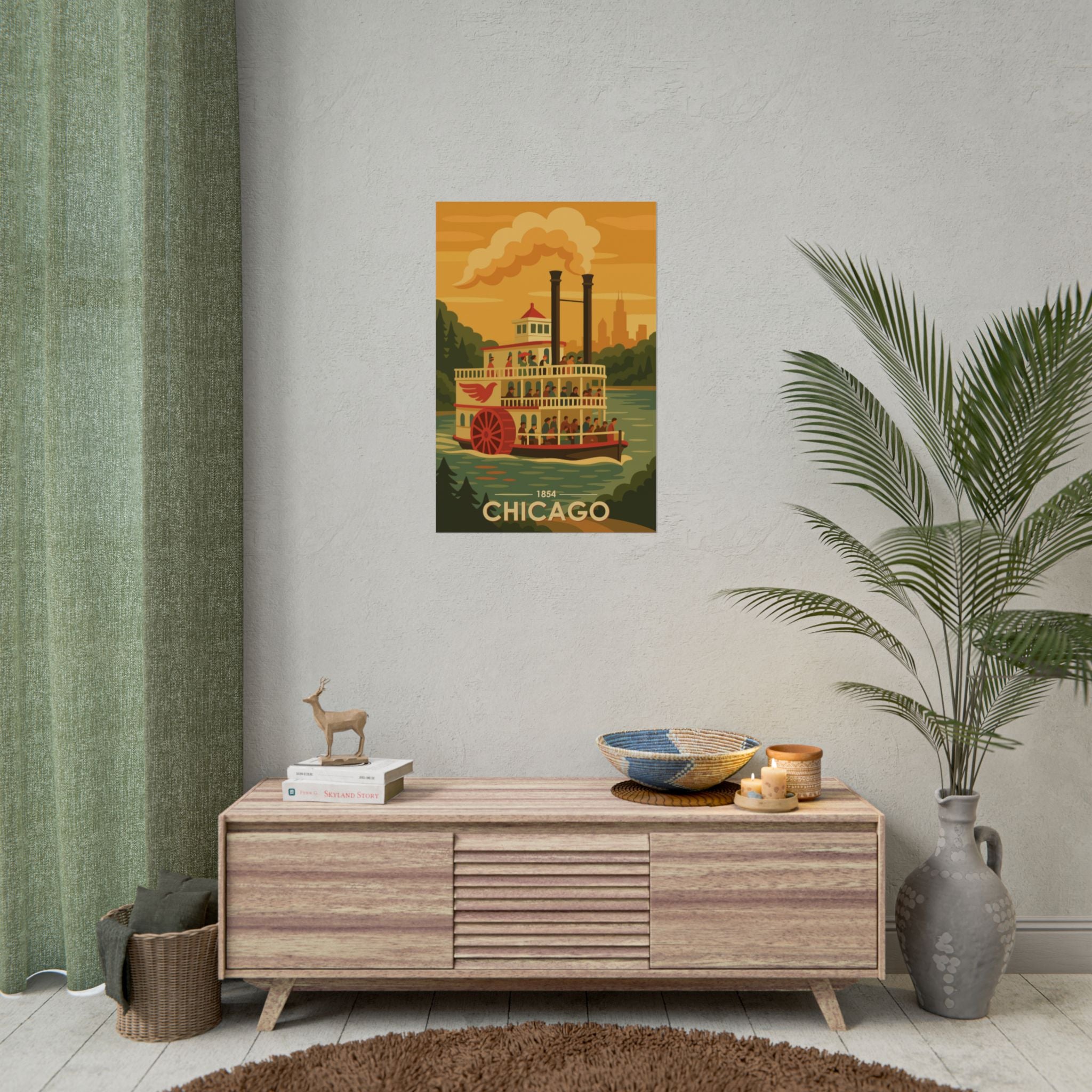 Chicago Steamboat Poster | 1854 | Vintage-Inspired Poster Print