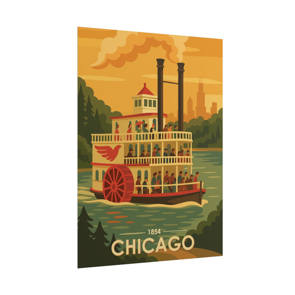 Chicago Steamboat Poster | 1854 | Vintage-Inspired Poster Print