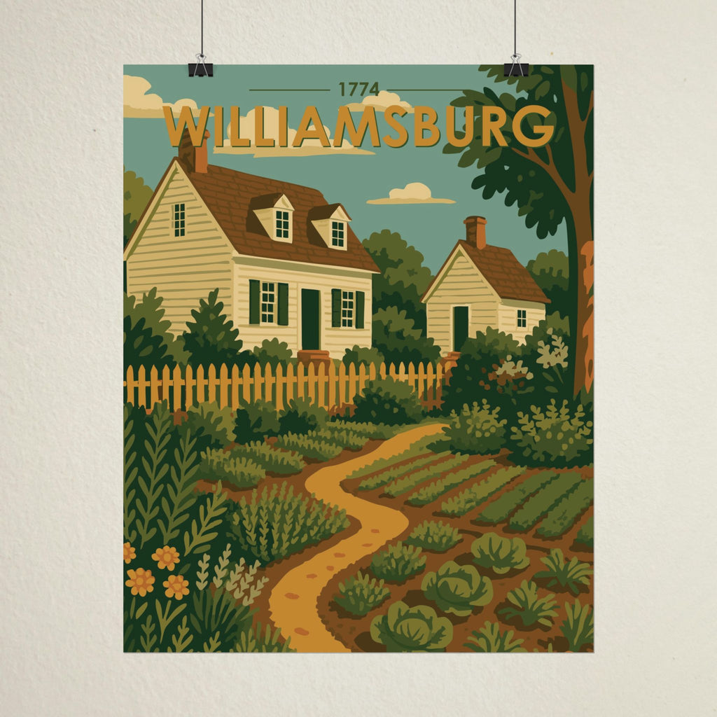 Williamsburg Garden Poster | 1774 | Vintage-Inspired Poster Print