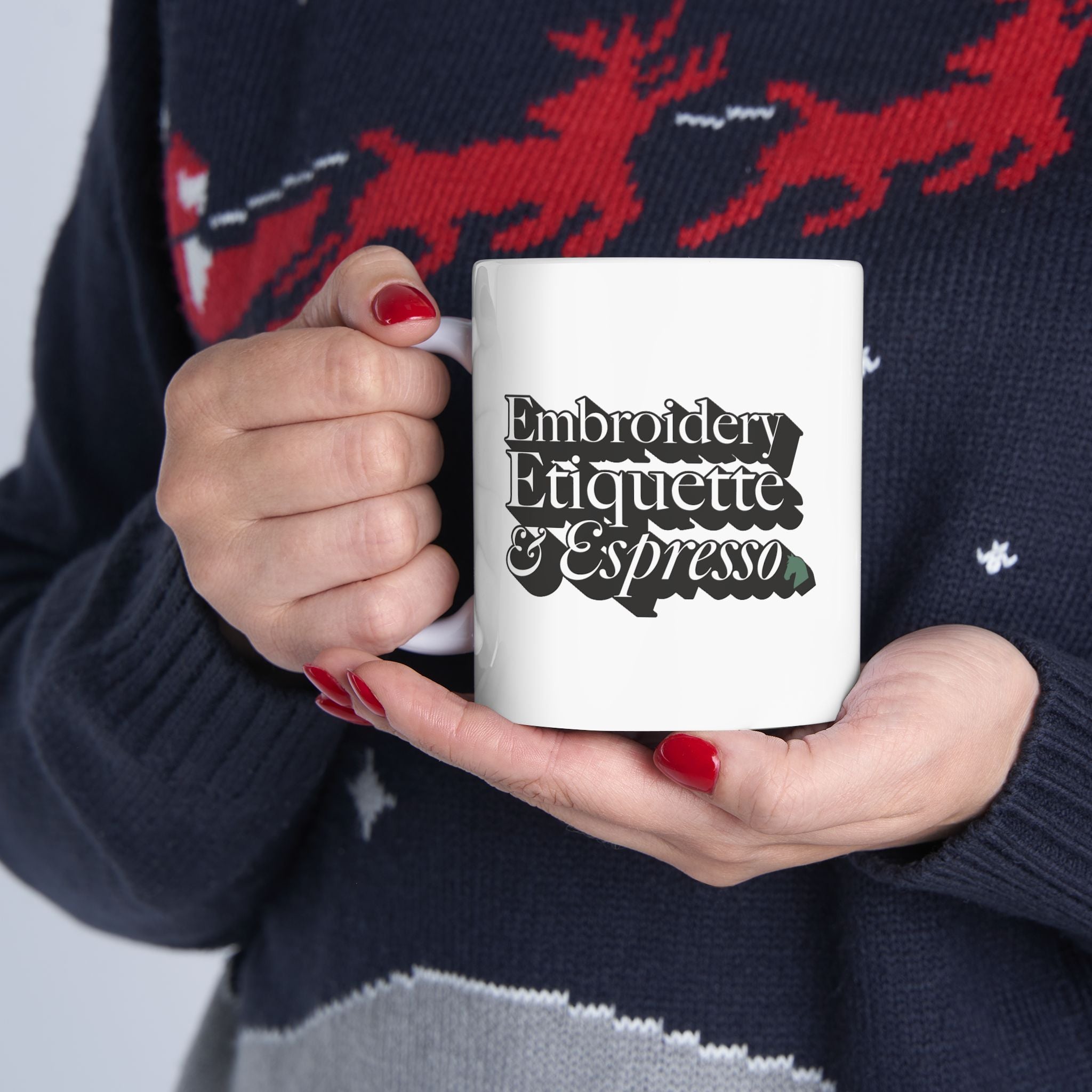 Embroidery, Etiquette, and Espresso | 1774 | Ceramic Mug