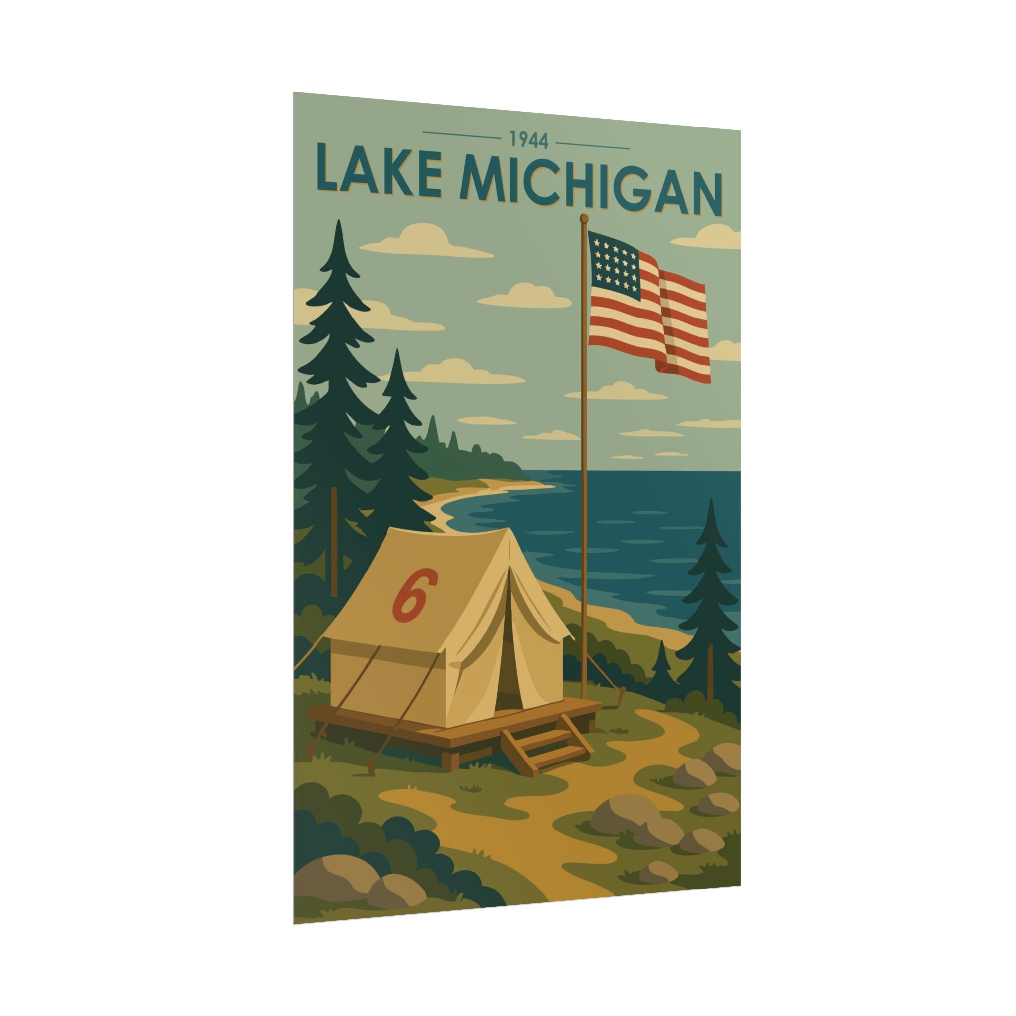 Lakefront Summer Poster | 1944 | Vintage-Inspired Poster Print
