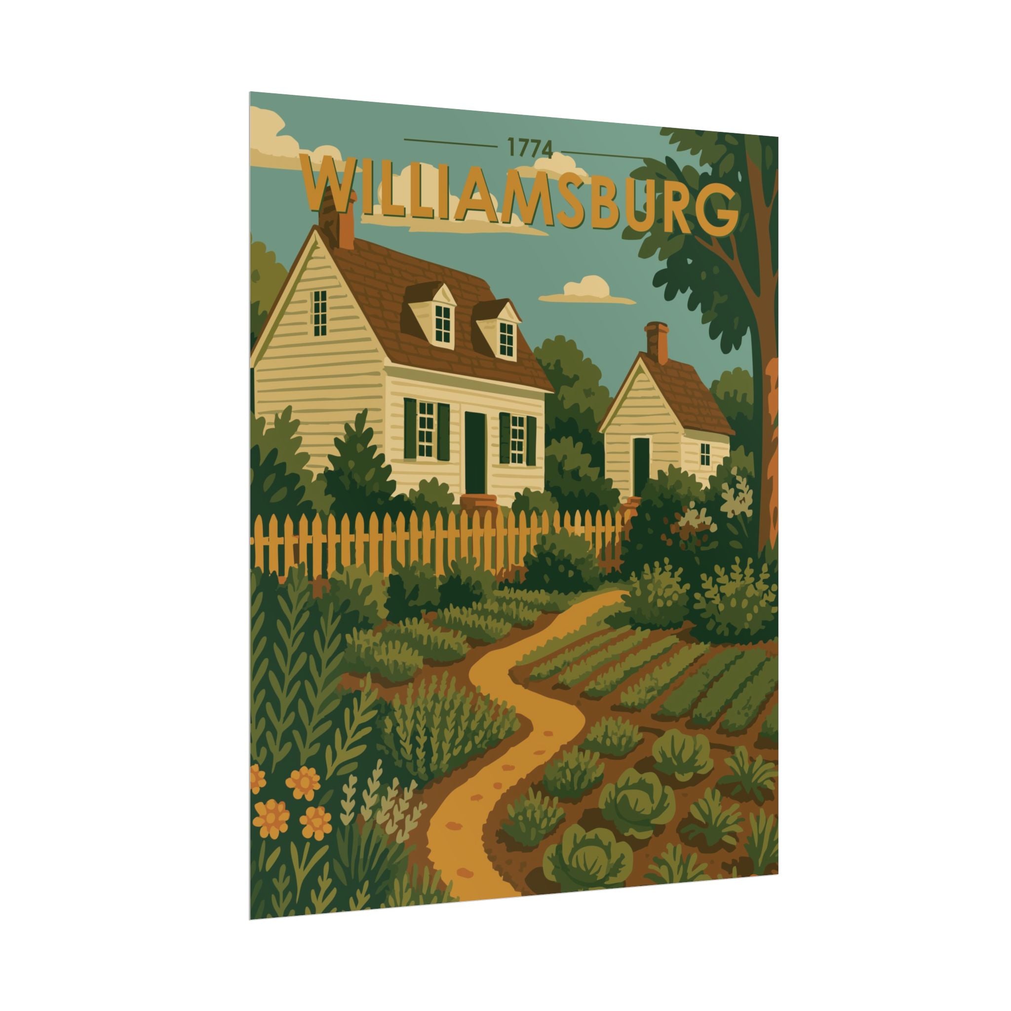 Williamsburg Garden Poster | 1774 | Vintage-Inspired Poster Print