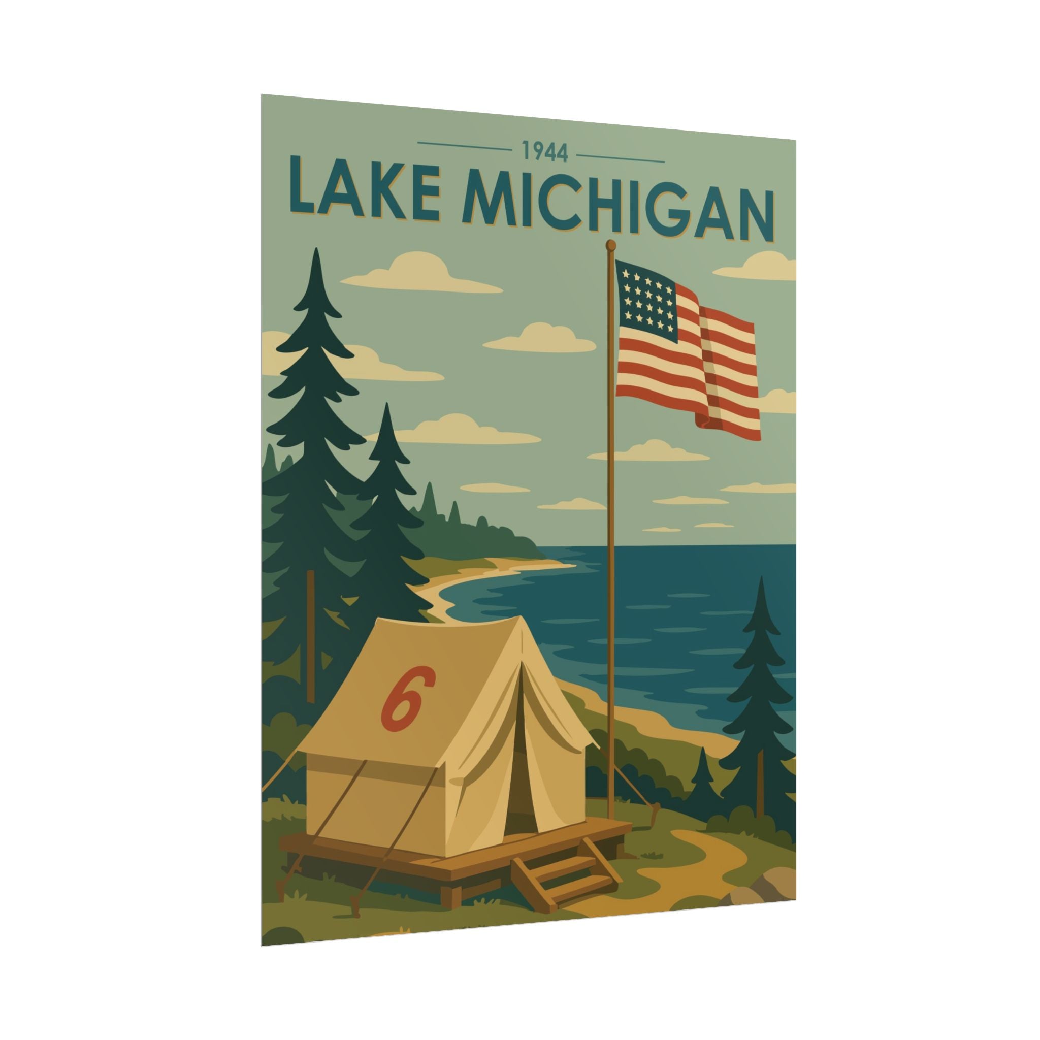 Lakefront Summer Poster | 1944 | Vintage-Inspired Poster Print