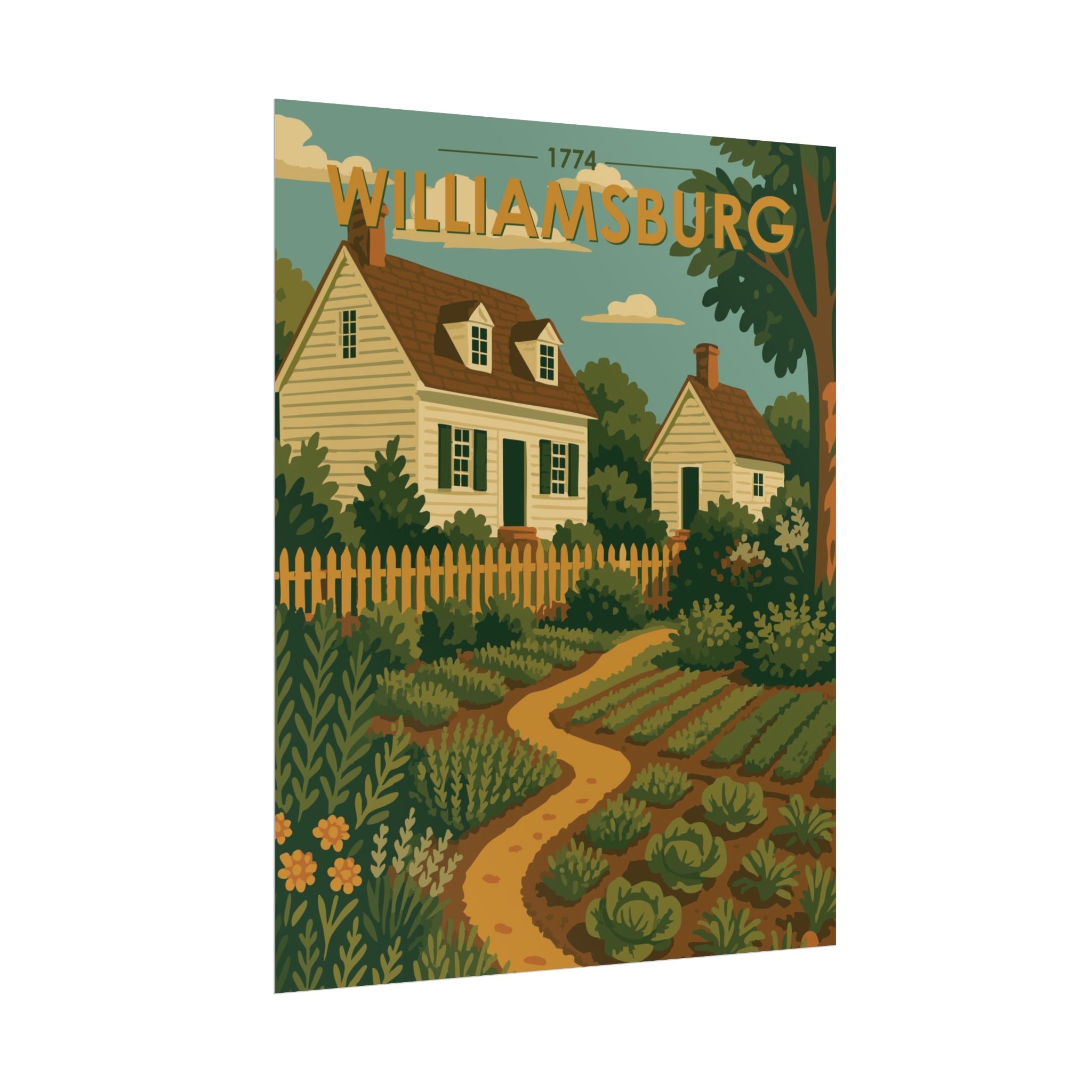 Williamsburg Garden Poster | 1774 | Vintage-Inspired Poster Print