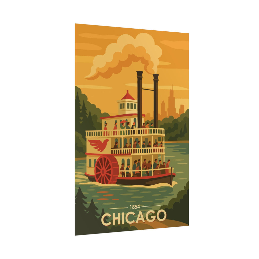 Chicago Steamboat Poster | 1854 | Vintage-Inspired Poster Print